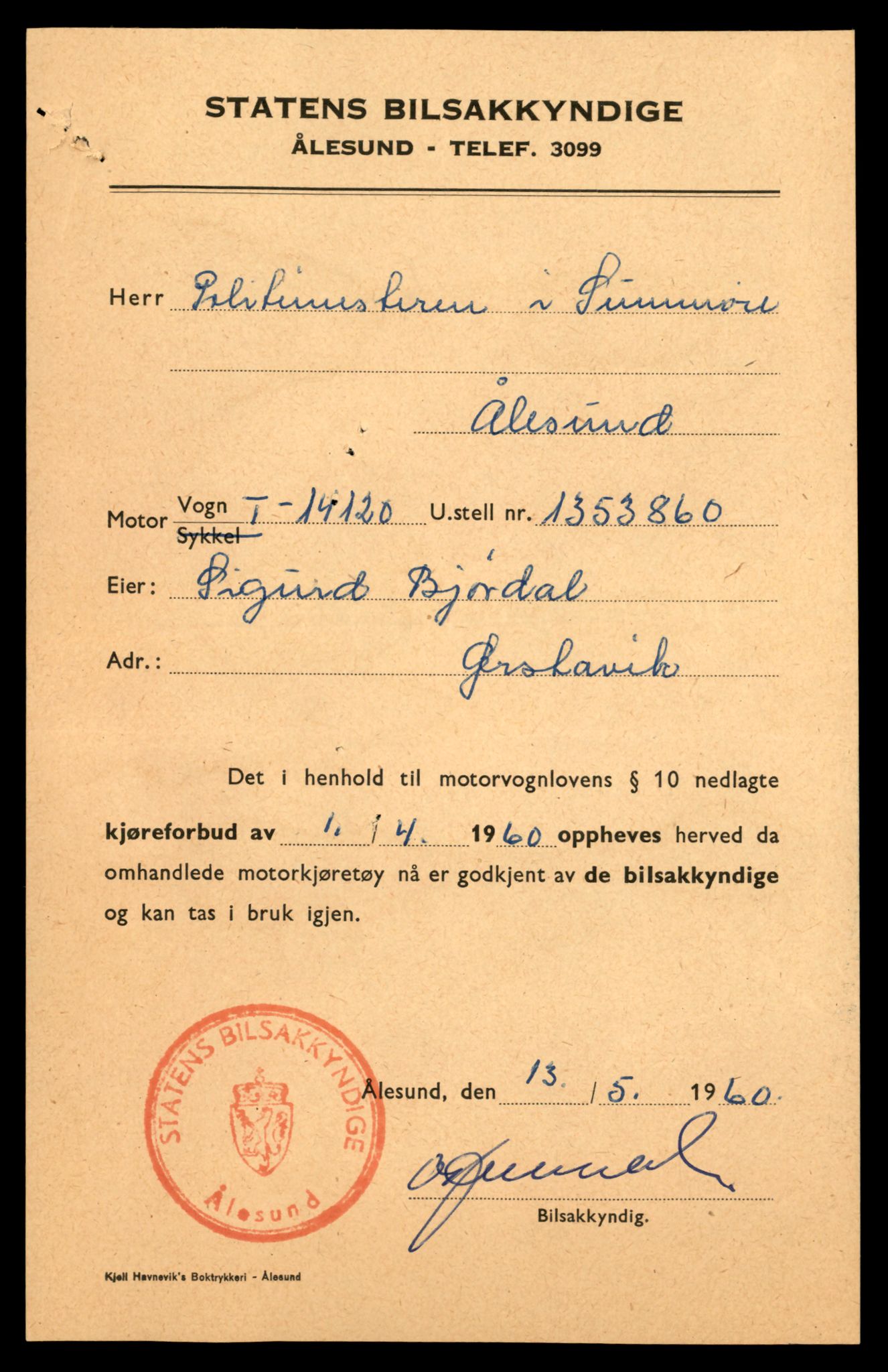 Møre og Romsdal vegkontor - Ålesund trafikkstasjon, AV/SAT-A-4099/F/Fe/L0043: Registreringskort for kjøretøy T 14080 - T 14204, 1927-1998, p. 1105