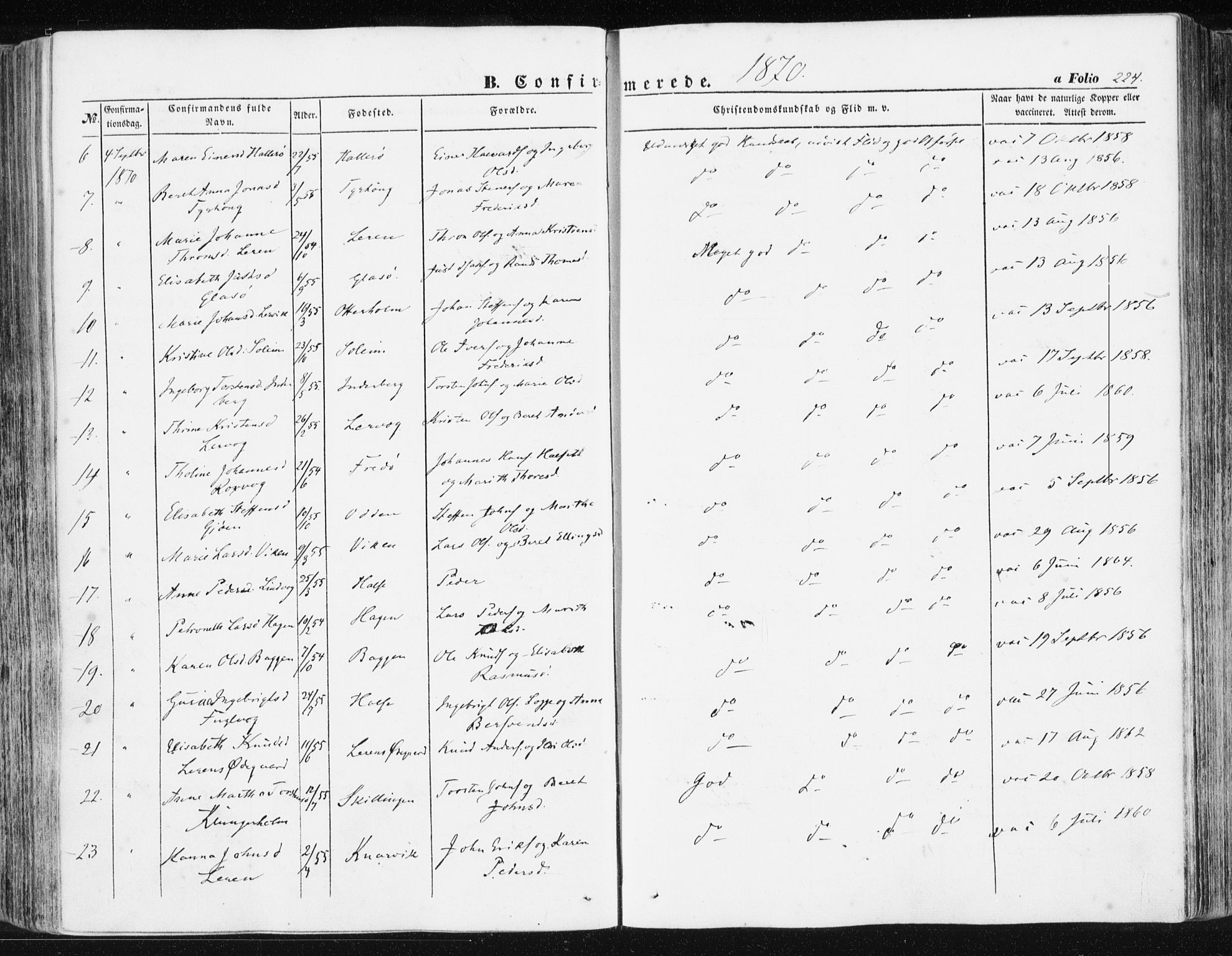 Ministerialprotokoller, klokkerbøker og fødselsregistre - Møre og Romsdal, AV/SAT-A-1454/581/L0937: Parish register (official) no. 581A05, 1853-1872, p. 224