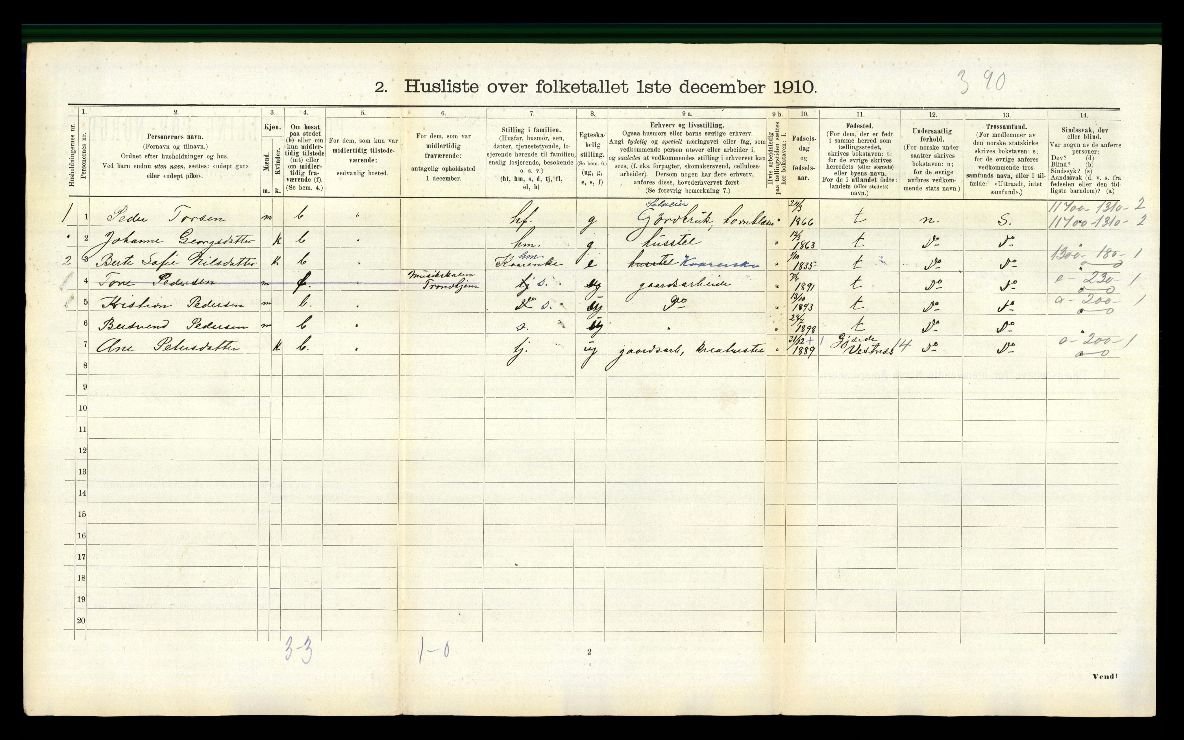 RA, 1910 census for Stordal, 1910, p. 167