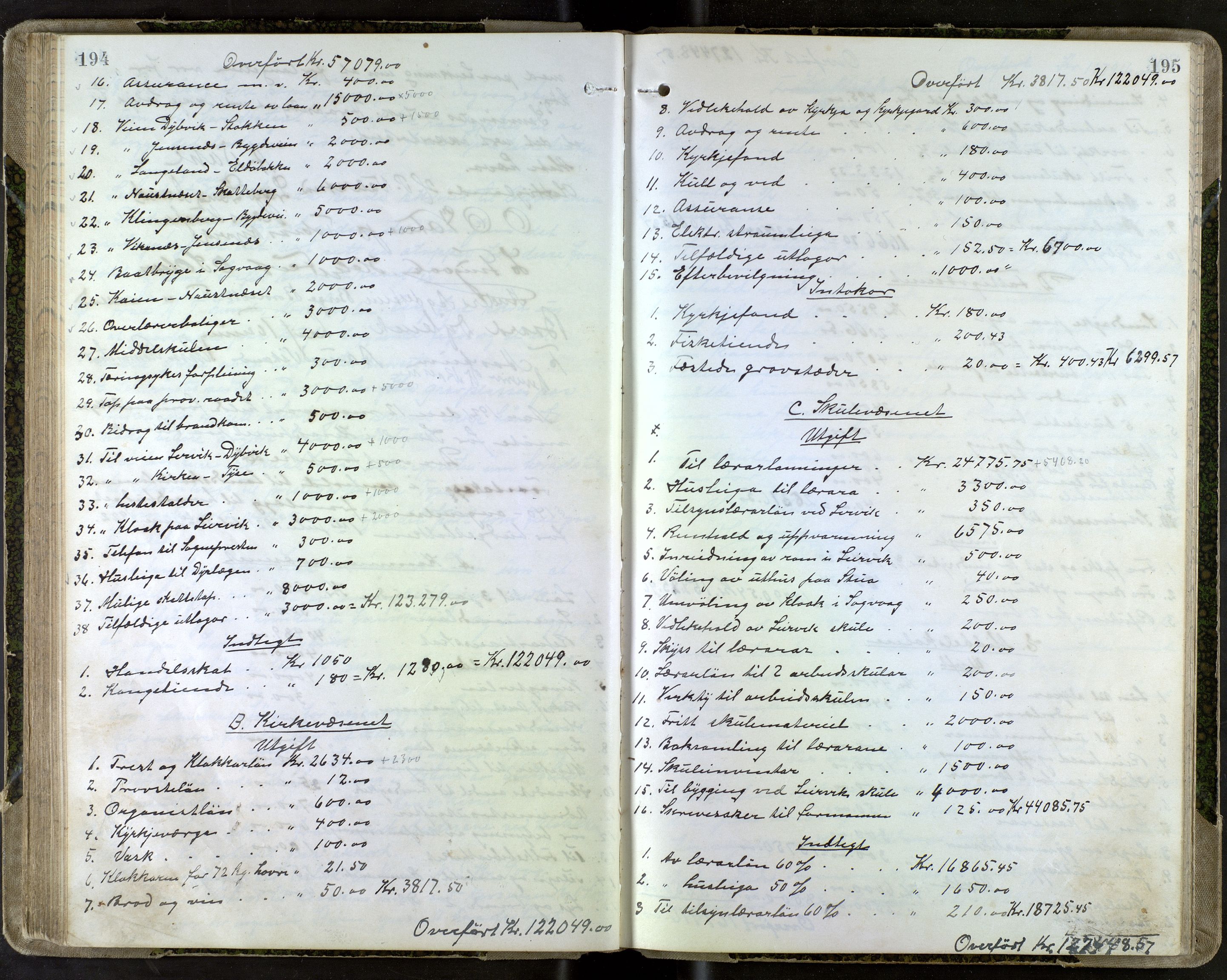 Stord kommune. Formannskapet, IKAH/1221-021/A/Aa/L0005: Møtebok for formannskapet og heradstyret , 1917-1924, p. 194-195