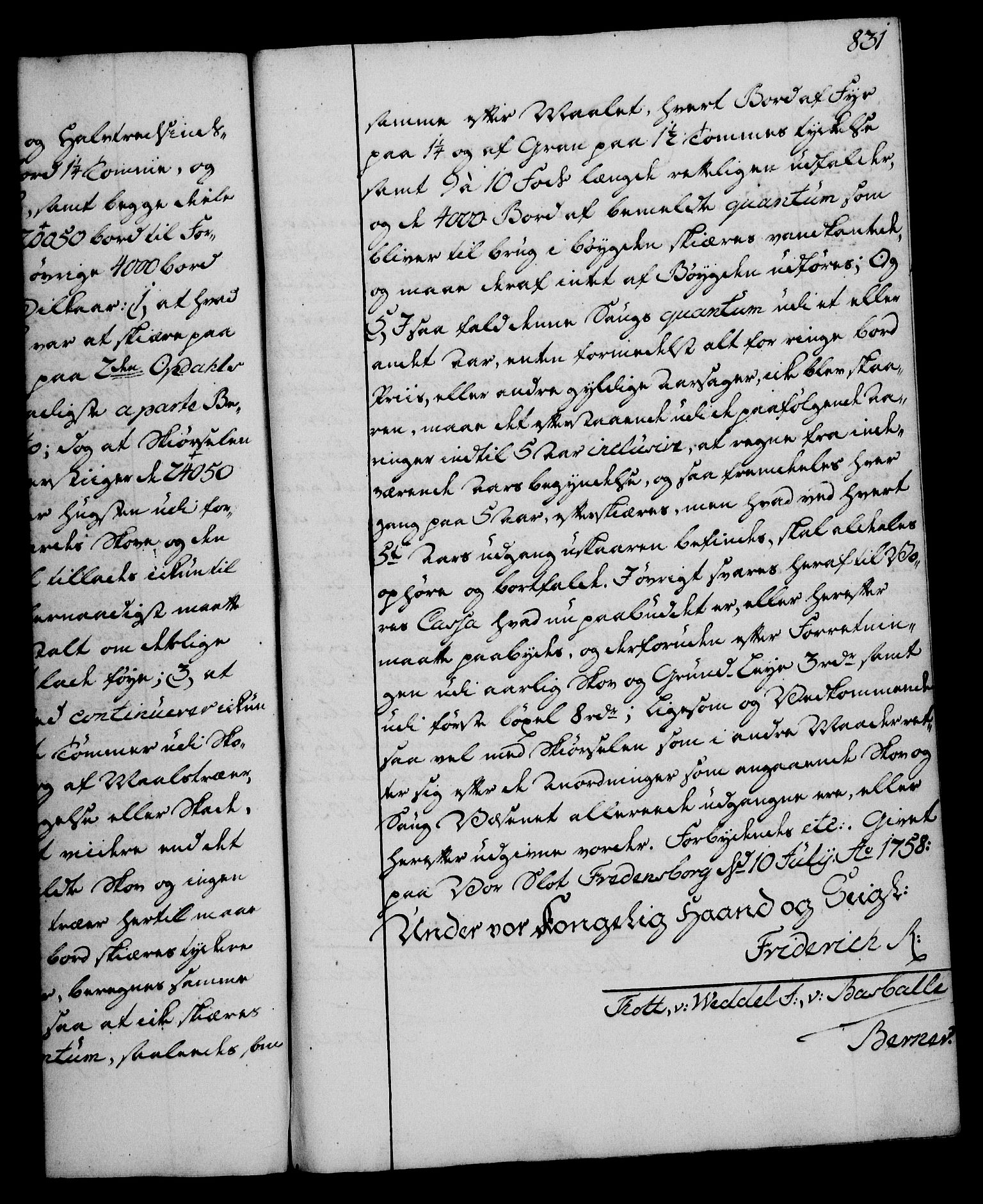 Rentekammeret, Kammerkanselliet, RA/EA-3111/G/Gg/Gga/L0006: Norsk ekspedisjonsprotokoll med register (merket RK 53.6), 1749-1759, p. 831