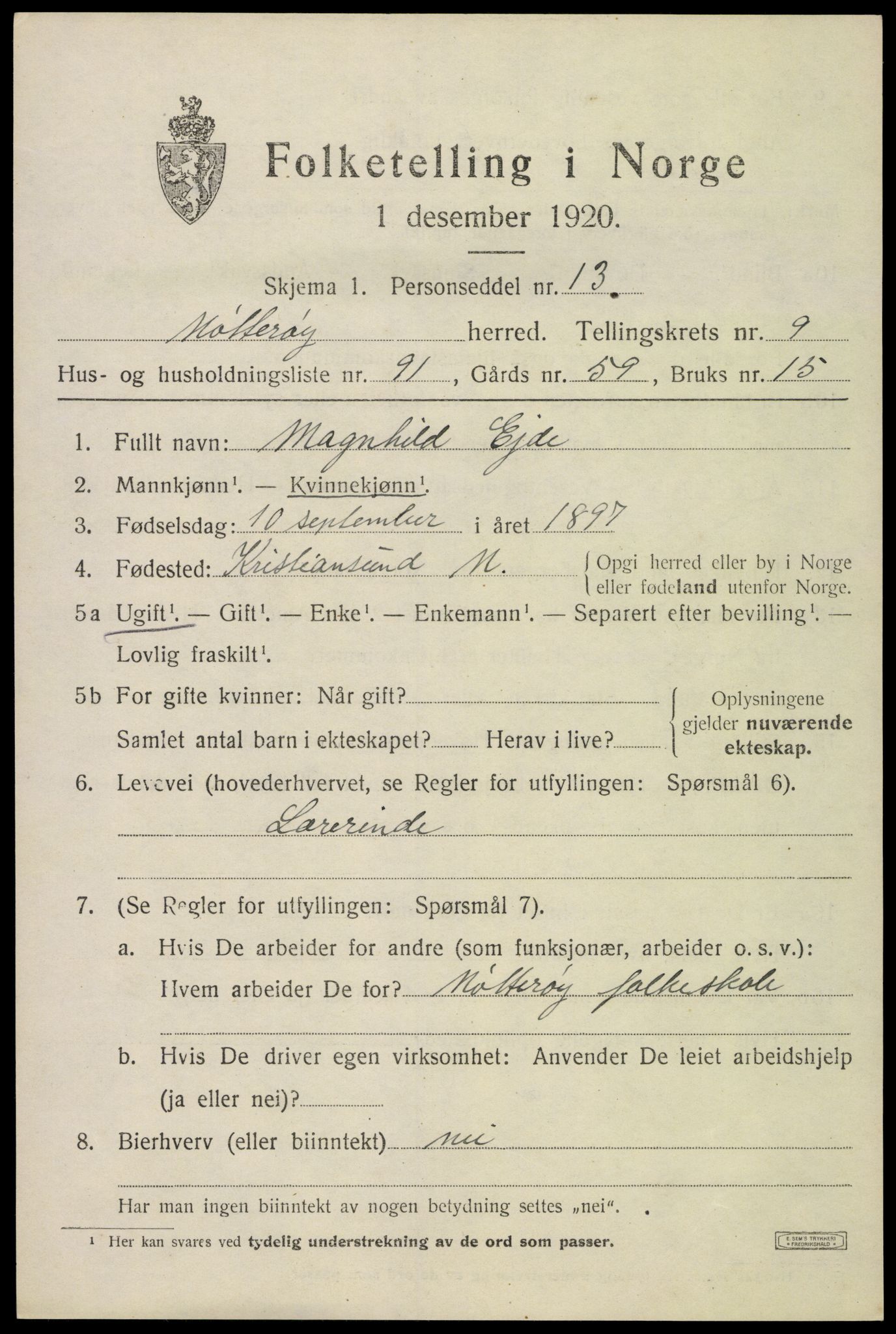 SAKO, 1920 census for Nøtterøy, 1920, p. 12331