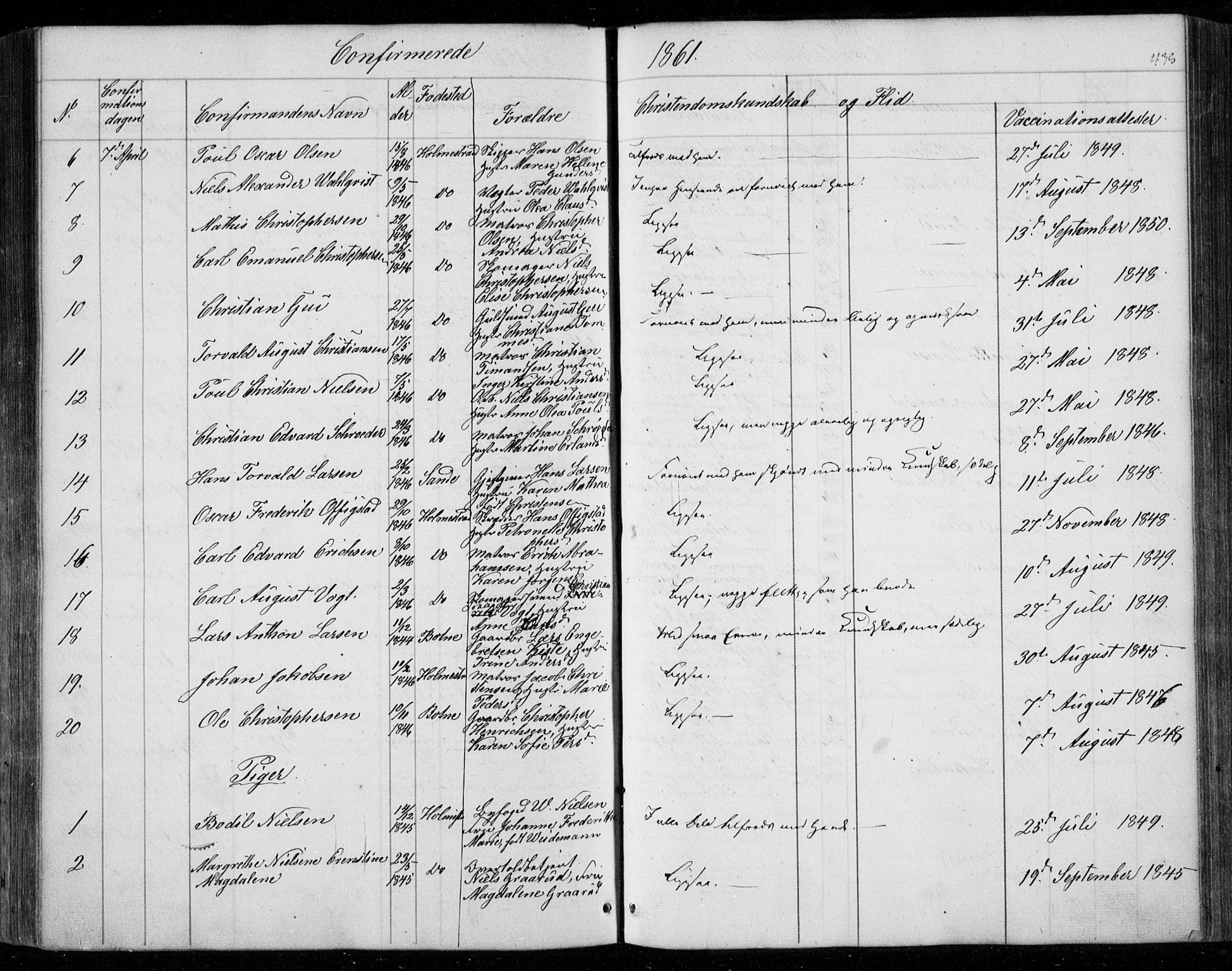 Holmestrand kirkebøker, AV/SAKO-A-346/F/Fa/L0002: Parish register (official) no. 2, 1840-1866, p. 438