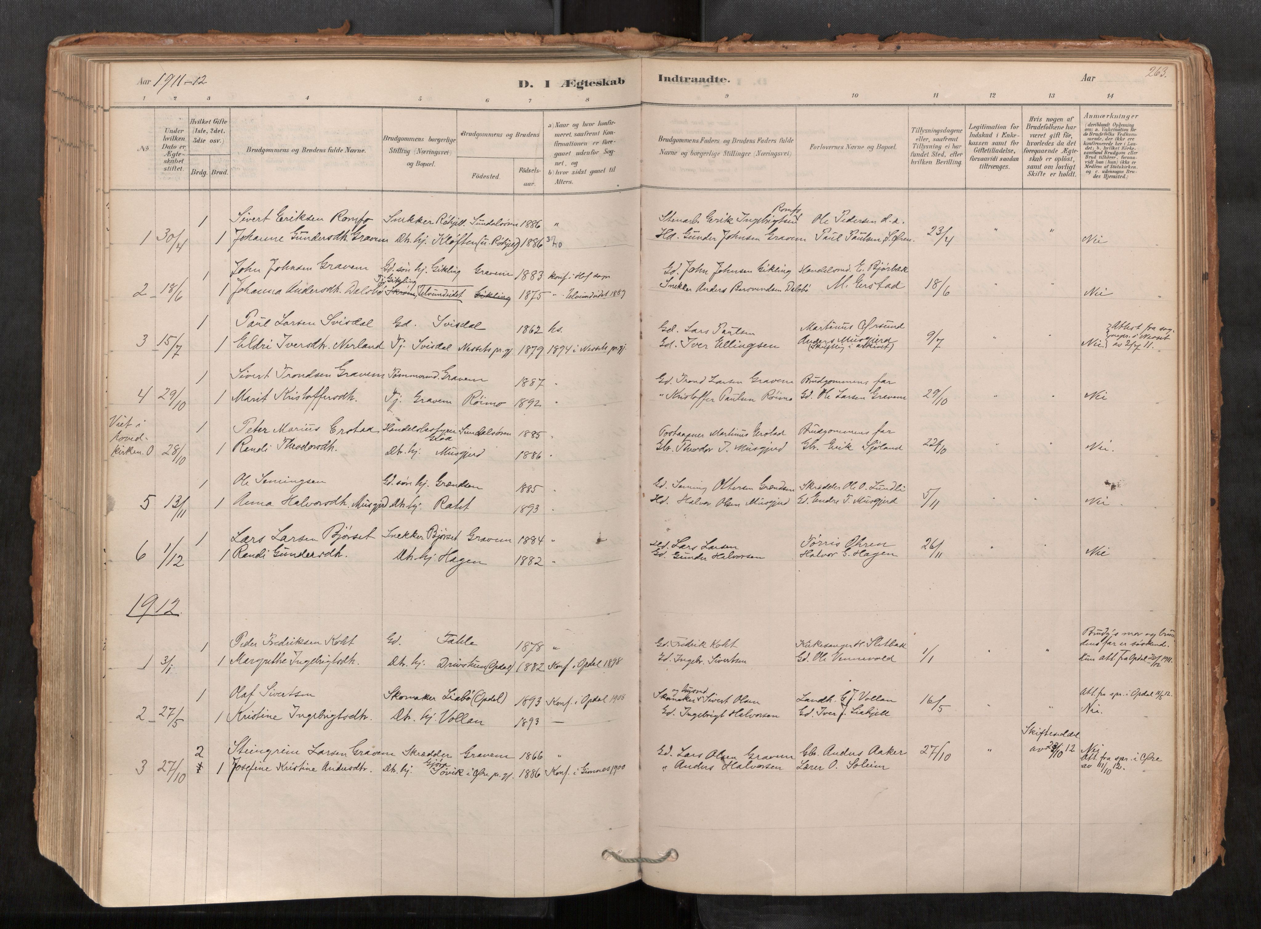 Sunndal sokneprestkontor, AV/SAT-A-1085/1/I/I1/I1a/L0001: Parish register (official) no. 1, 1877-1914, p. 263