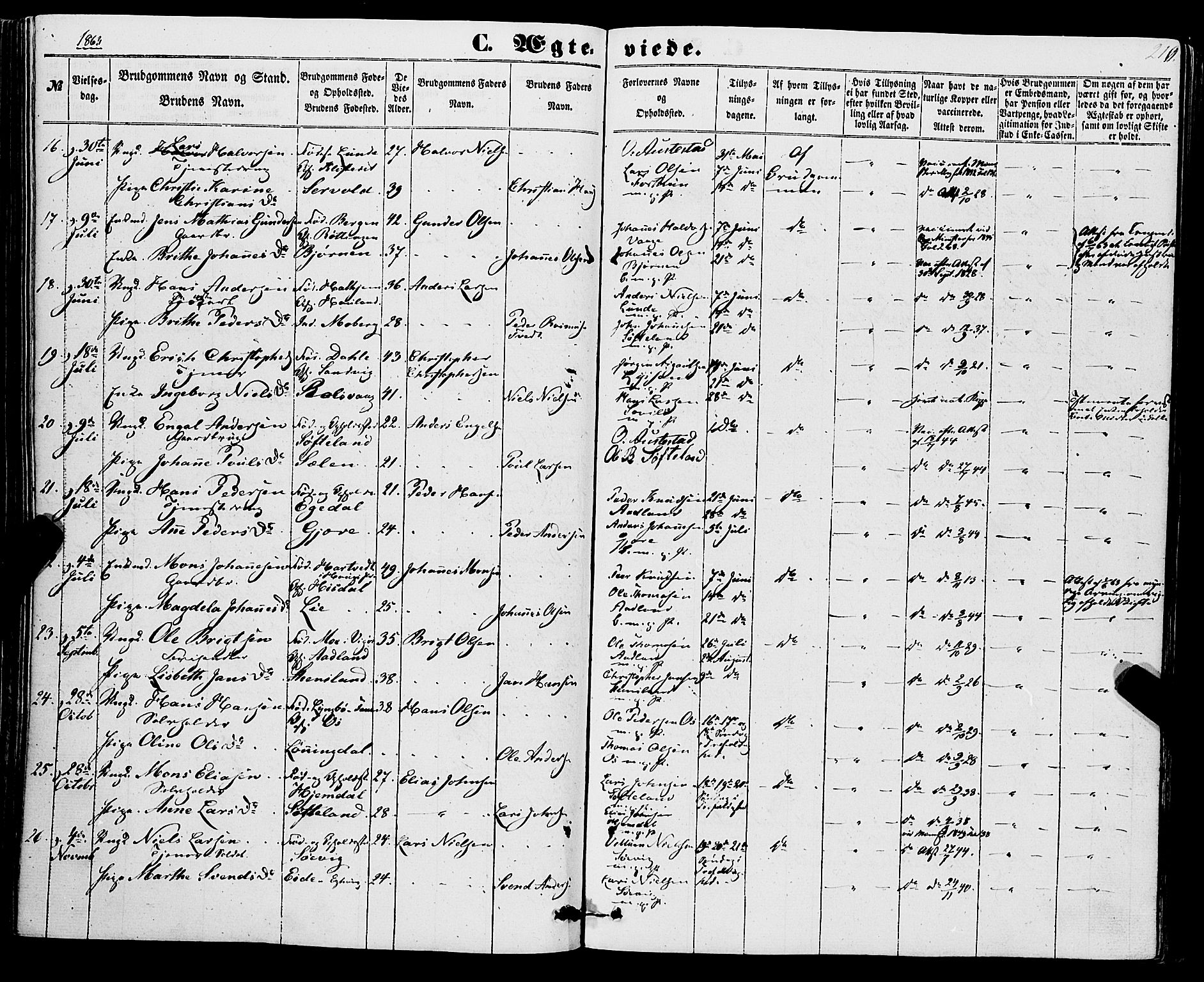 Os sokneprestembete, AV/SAB-A-99929: Parish register (official) no. A 17, 1860-1873, p. 210