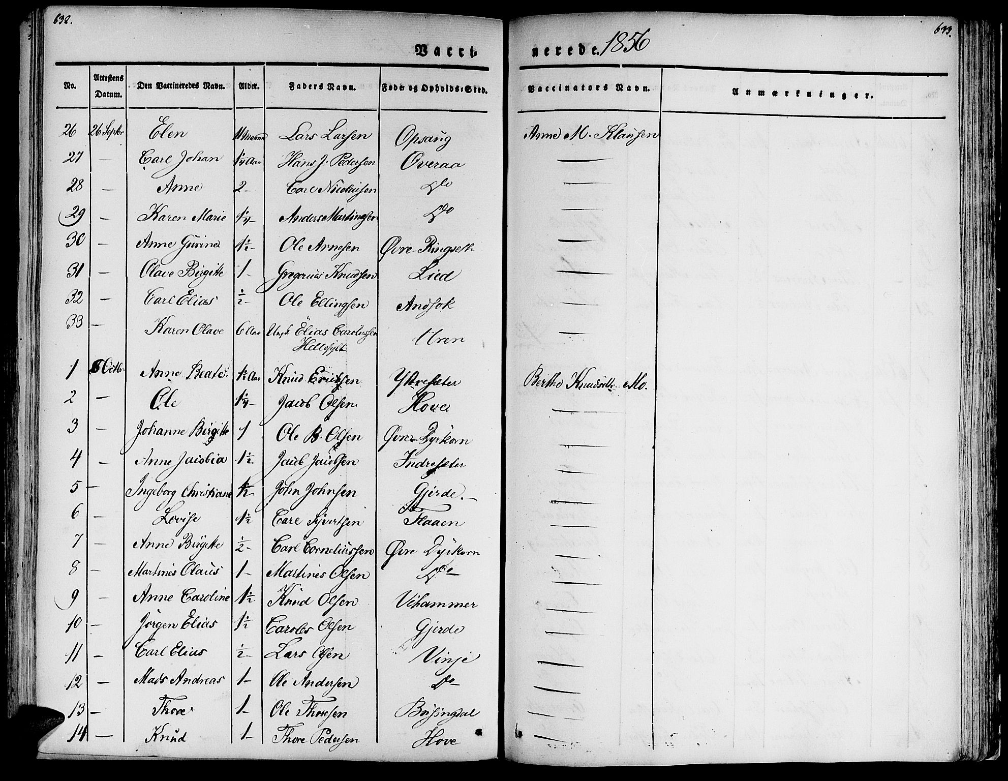 Ministerialprotokoller, klokkerbøker og fødselsregistre - Møre og Romsdal, AV/SAT-A-1454/520/L0274: Parish register (official) no. 520A04, 1827-1864, p. 632-633