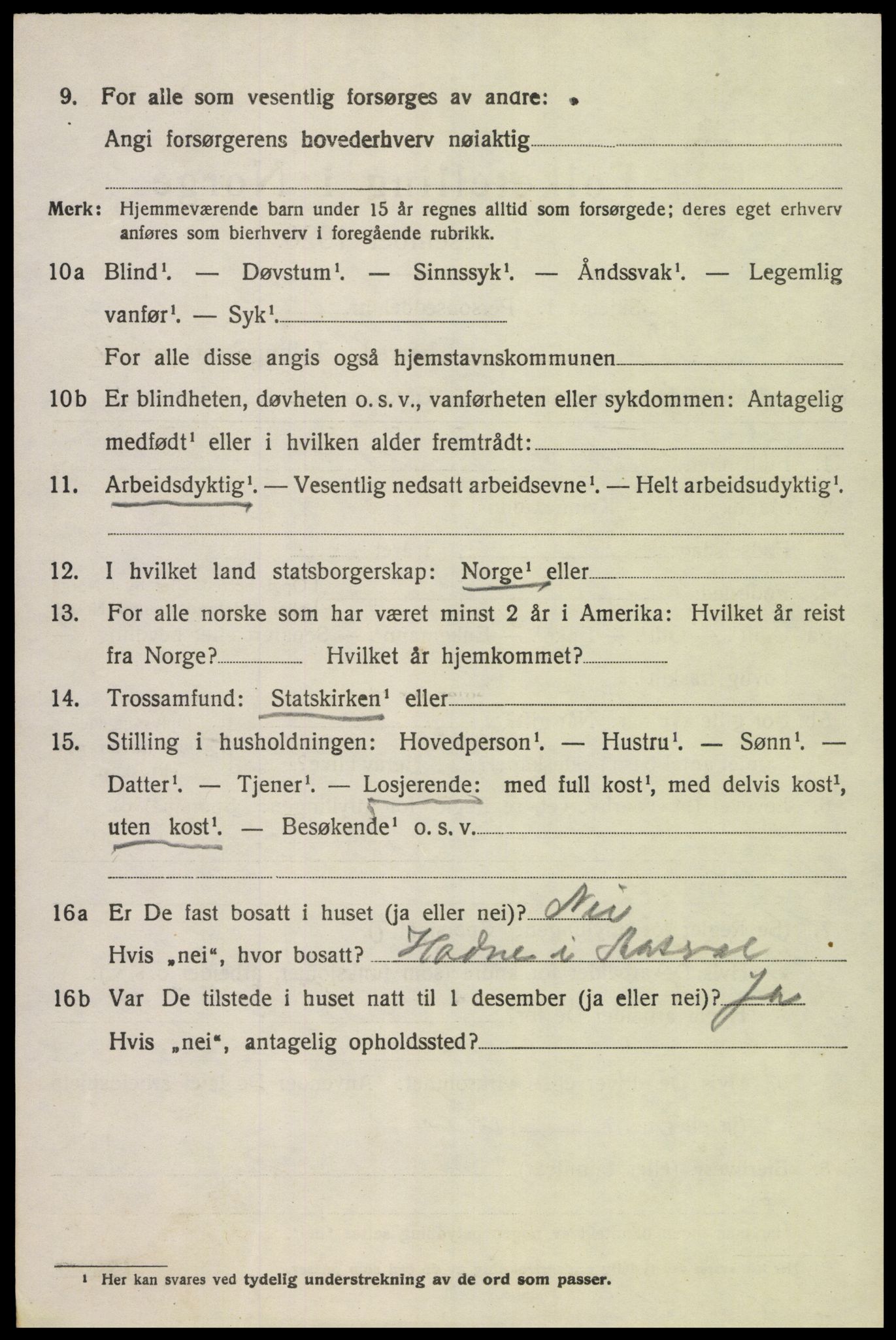 SAK, 1920 census for Åseral, 1920, p. 1139