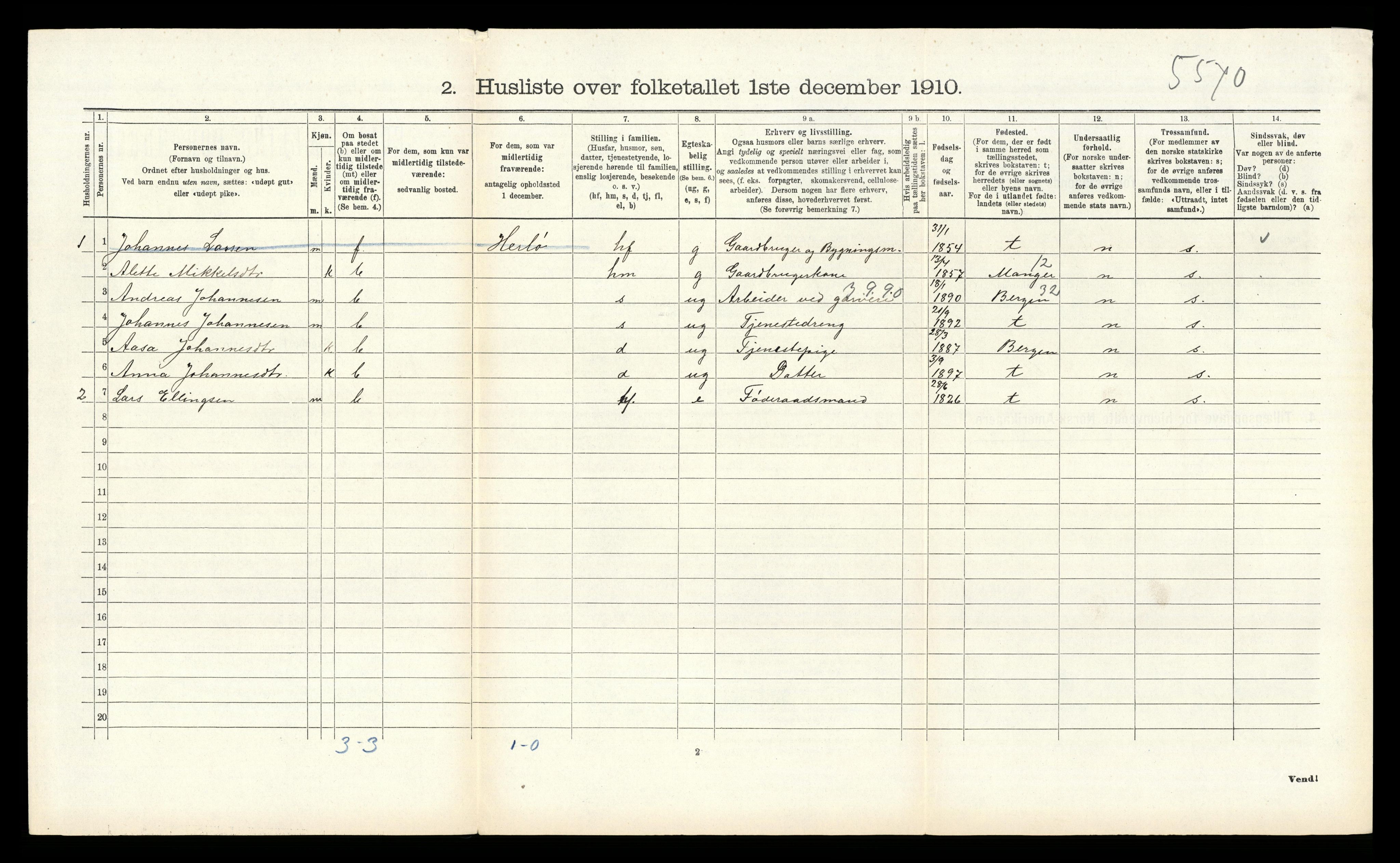 RA, 1910 census for Alversund, 1910, p. 807
