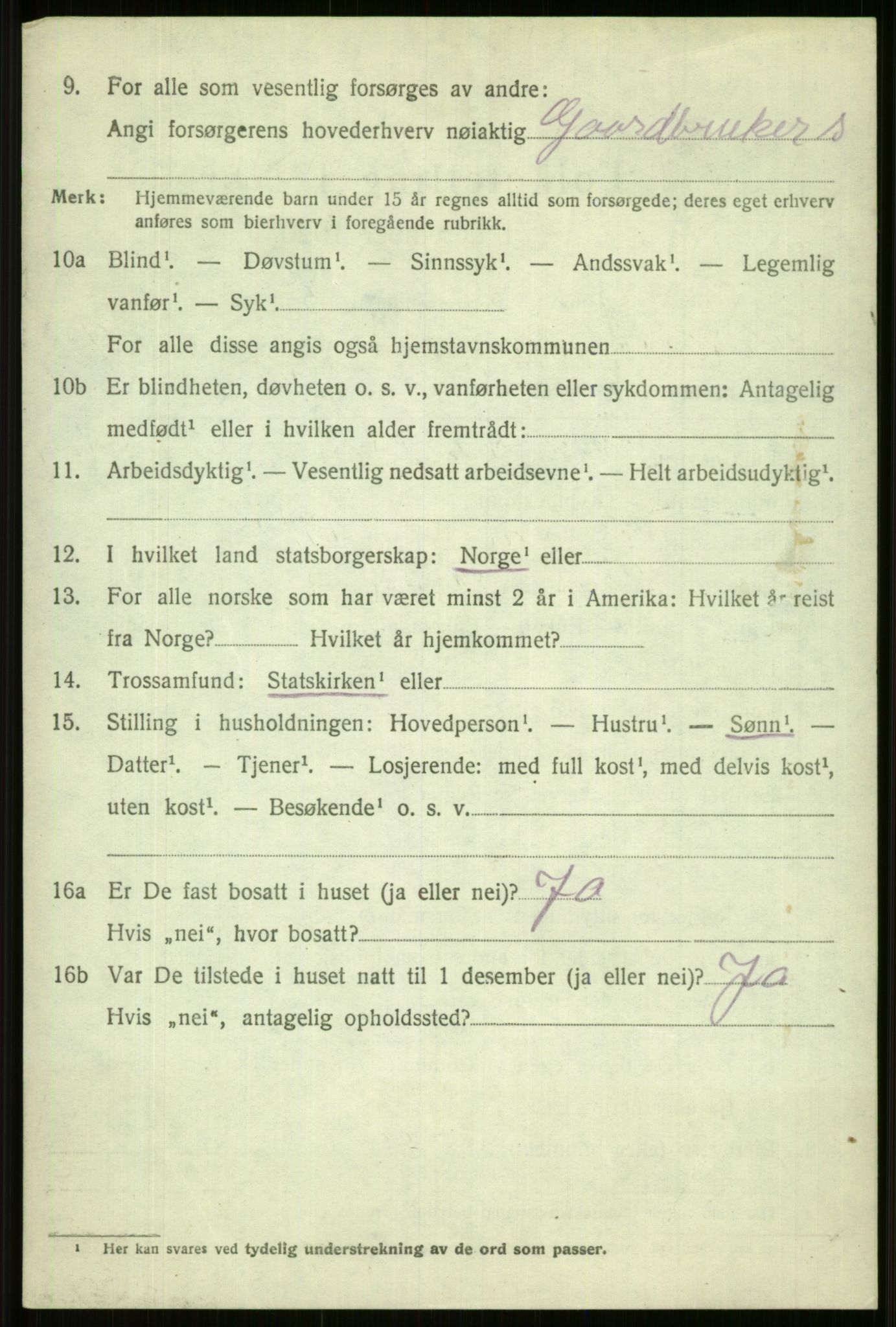 SAB, 1920 census for Vossestrand, 1920, p. 4069