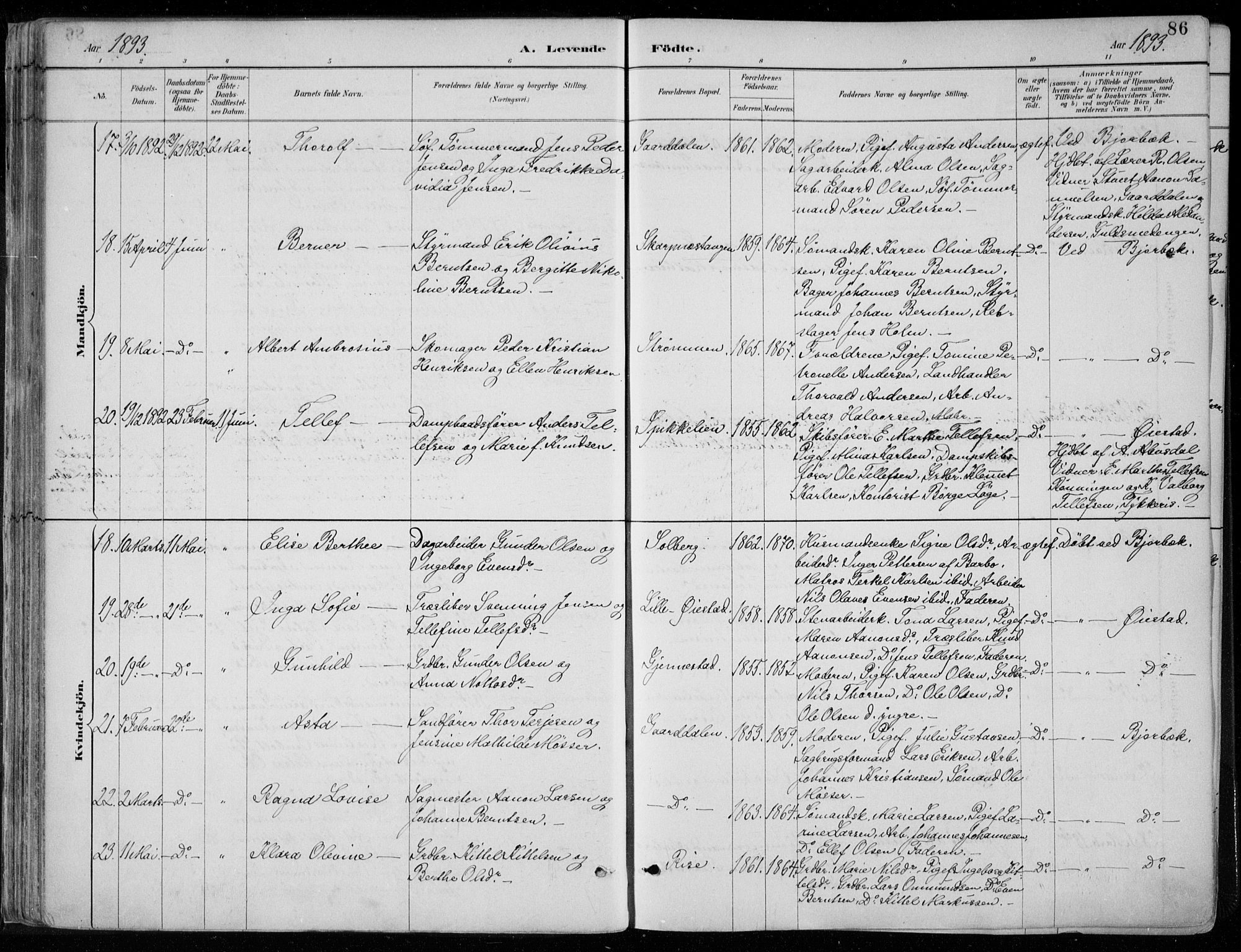 Øyestad sokneprestkontor, AV/SAK-1111-0049/F/Fa/L0017: Parish register (official) no. A 17, 1887-1896, p. 86