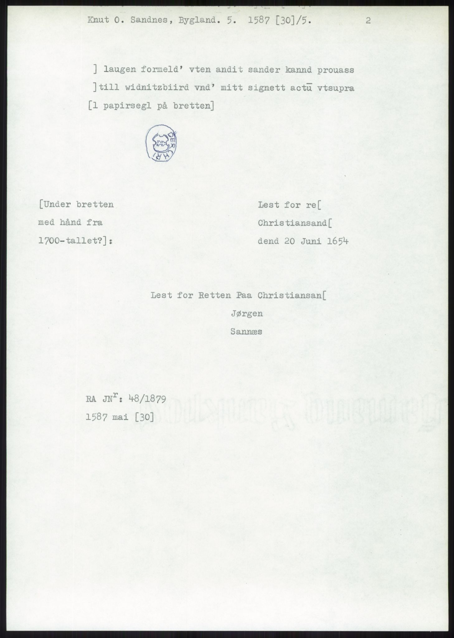 Samlinger til kildeutgivelse, Diplomavskriftsamlingen, AV/RA-EA-4053/H/Ha, p. 1876