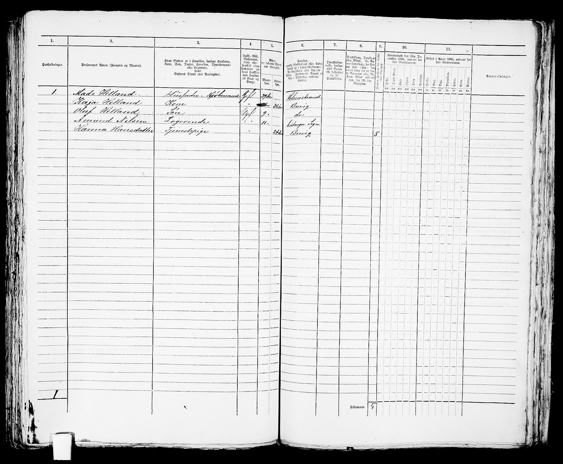 RA, 1865 census for Brevik, 1865, p. 656