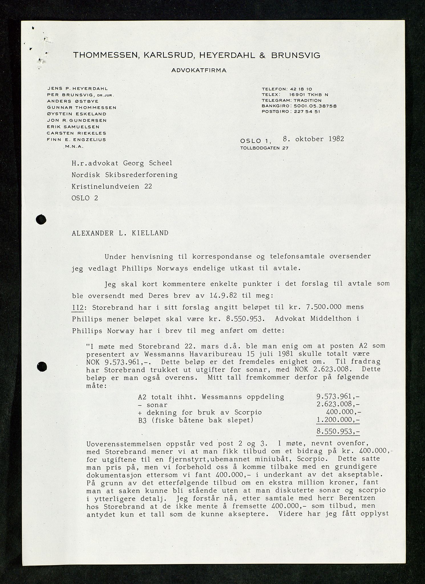 Pa 1503 - Stavanger Drilling AS, AV/SAST-A-101906/Da/L0017: Alexander L. Kielland - Saks- og korrespondansearkiv, 1981-1984, p. 319