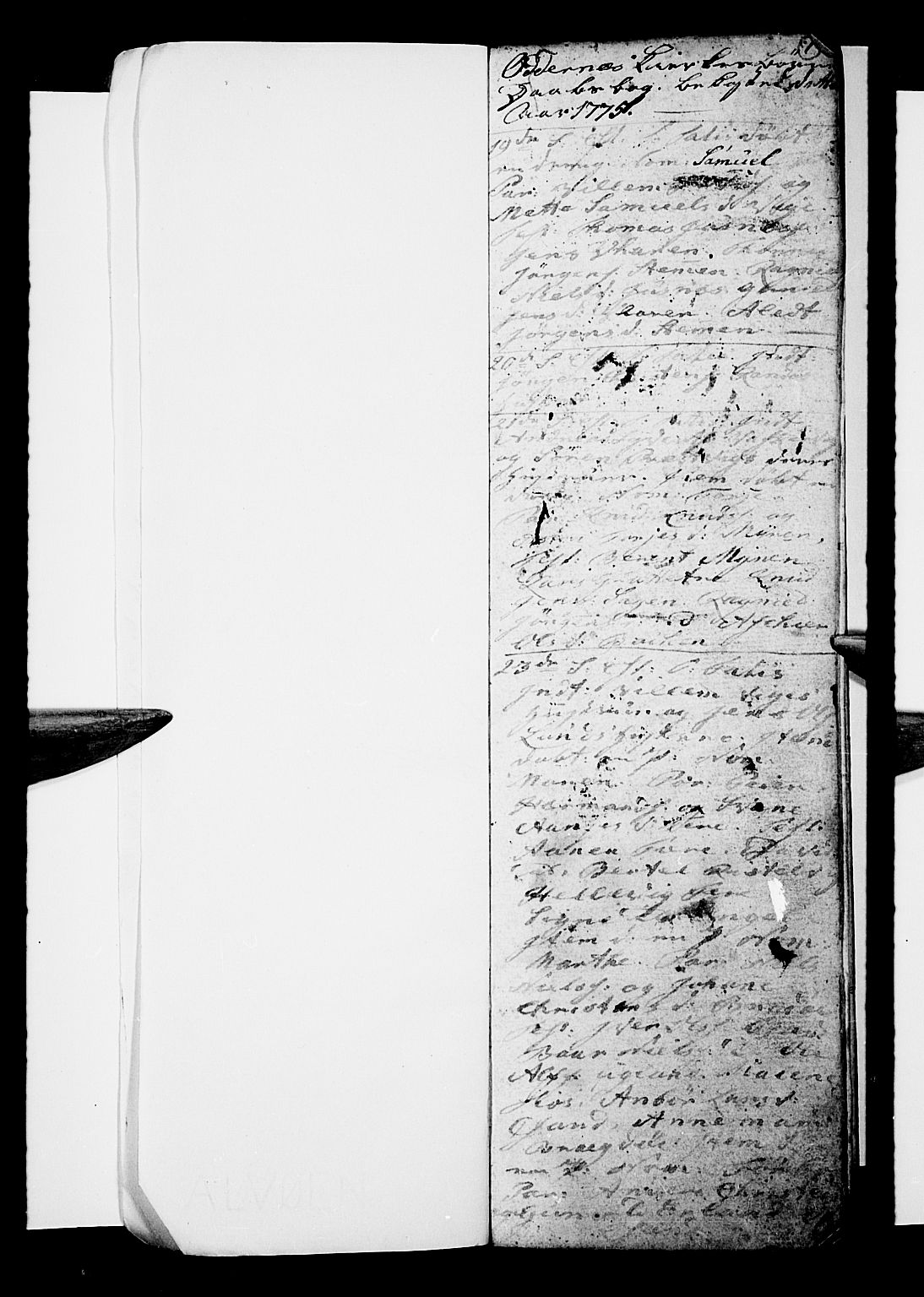 Oddernes sokneprestkontor, SAK/1111-0033/F/Fb/Fba/L0001: Parish register (copy) no. B 1, 1775-1786, p. 1