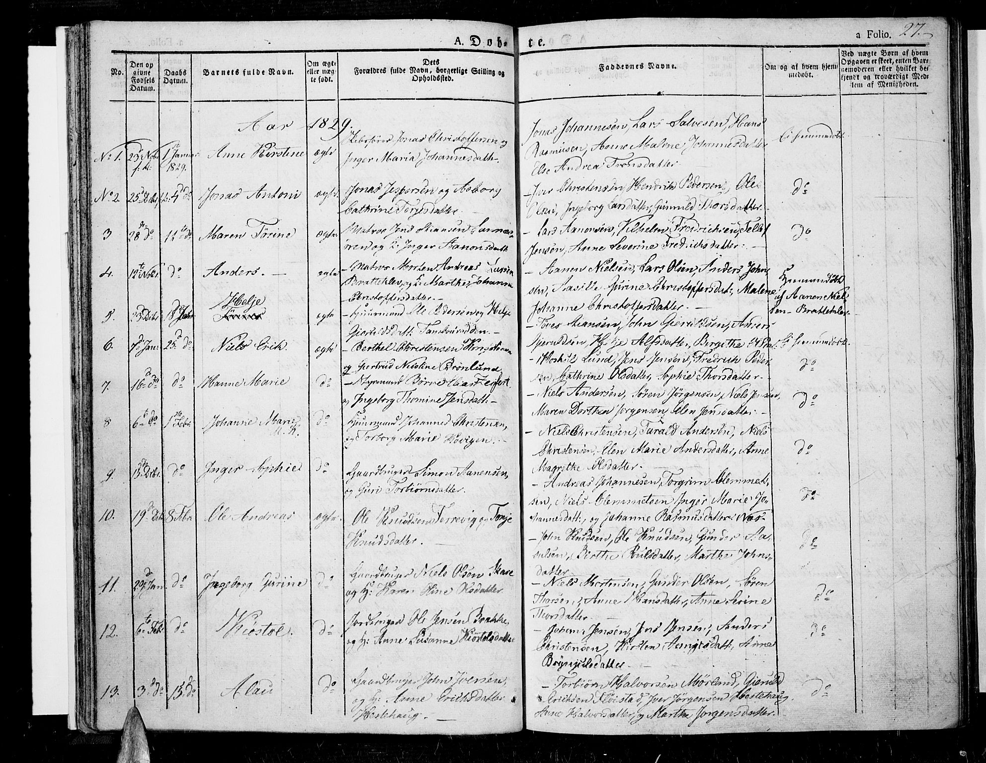 Tromøy sokneprestkontor, SAK/1111-0041/F/Fa/L0003: Parish register (official) no. A 3, 1825-1837, p. 27