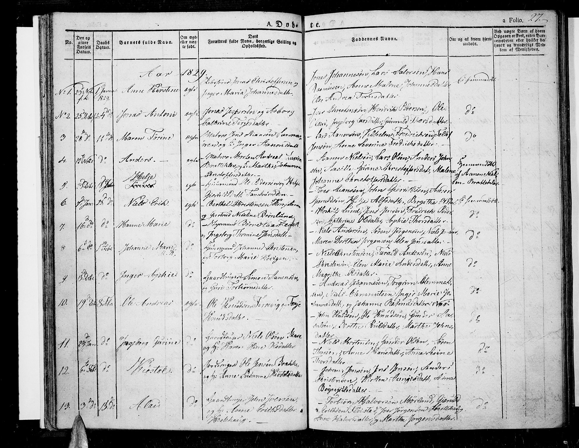 Tromøy sokneprestkontor, AV/SAK-1111-0041/F/Fa/L0003: Parish register (official) no. A 3, 1825-1837, p. 27
