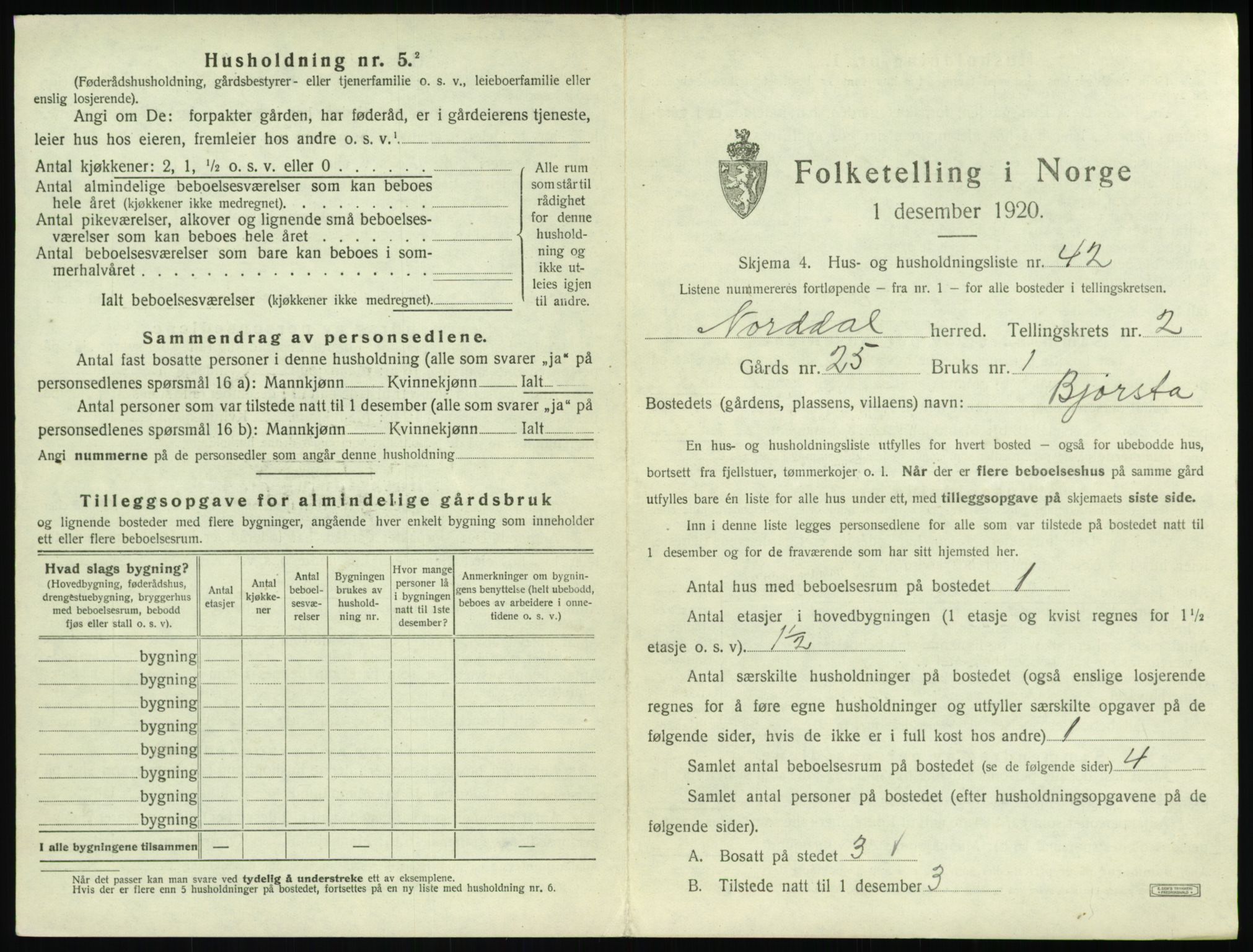 SAT, 1920 census for Norddal, 1920, p. 231