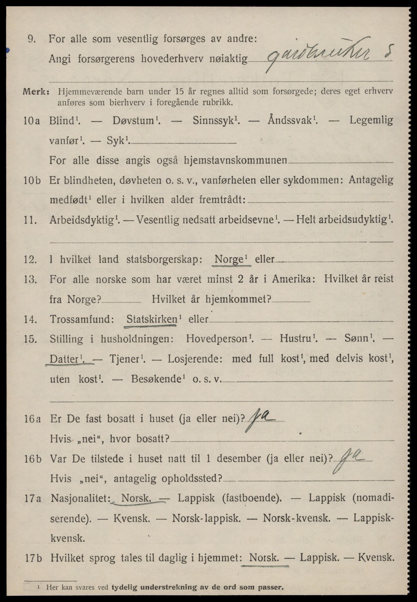 SAT, 1920 census for Rennebu, 1920, p. 5801