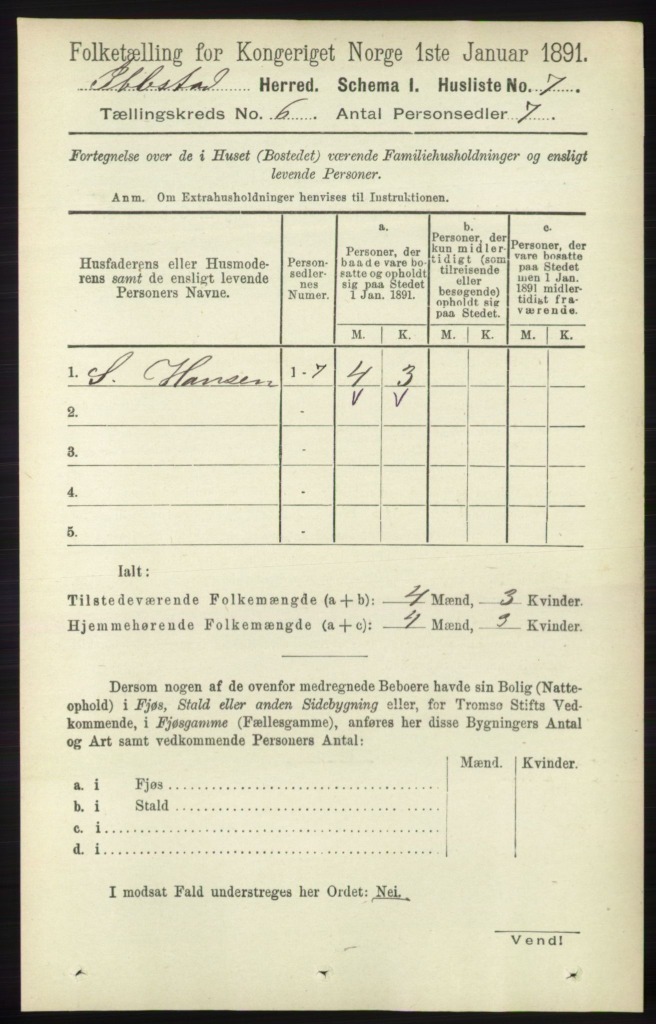 RA, 1891 census for 1917 Ibestad, 1891, p. 3491