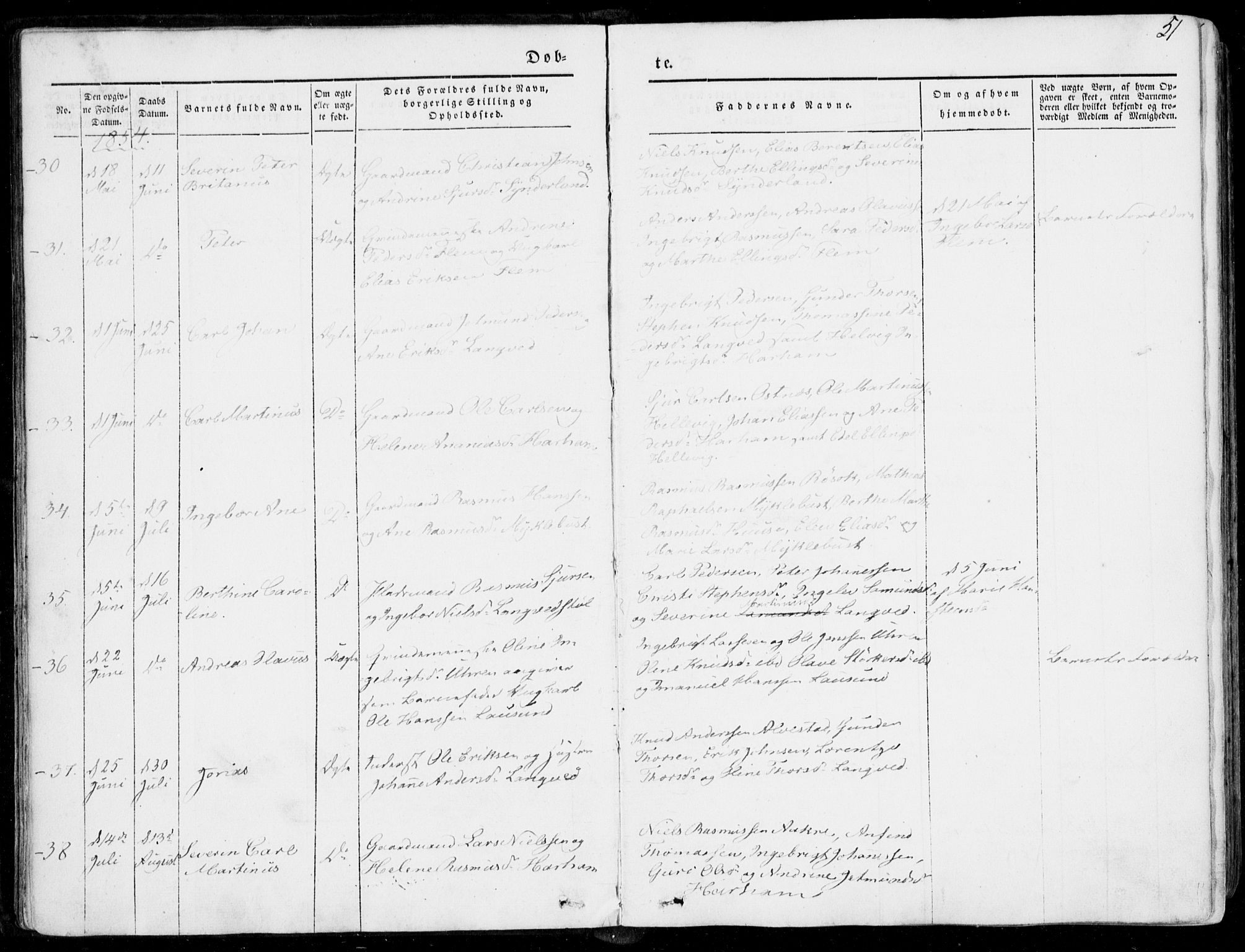 Ministerialprotokoller, klokkerbøker og fødselsregistre - Møre og Romsdal, SAT/A-1454/536/L0497: Parish register (official) no. 536A06, 1845-1865, p. 51