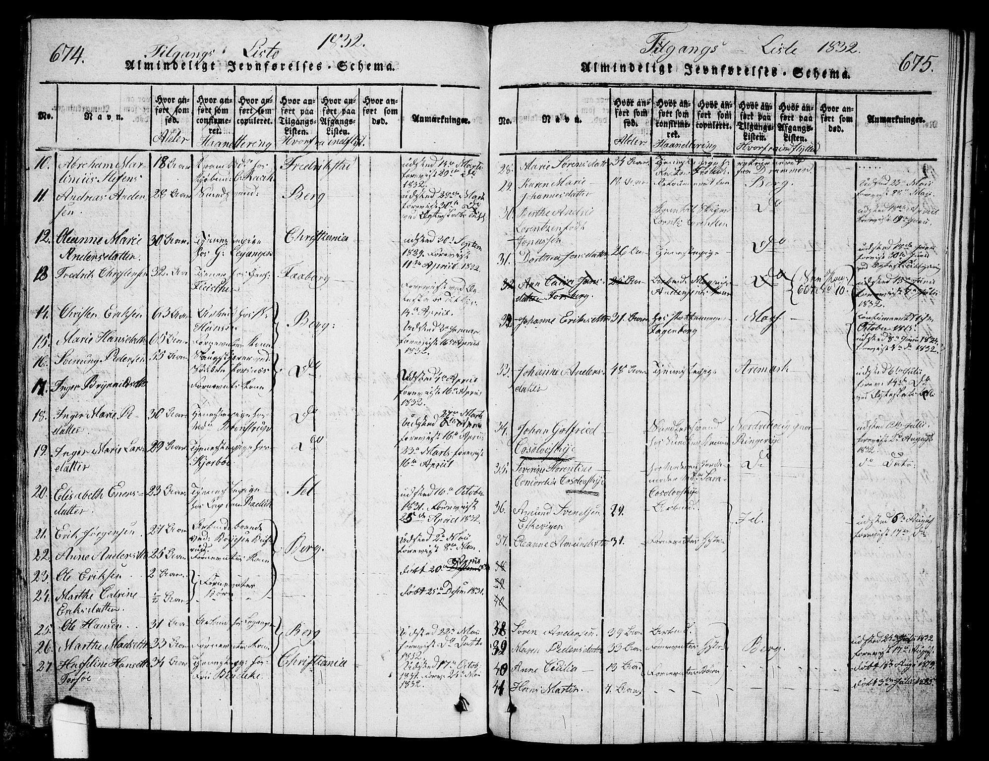 Halden prestekontor Kirkebøker, AV/SAO-A-10909/G/Ga/L0001: Parish register (copy) no. 1, 1815-1833, p. 674-675