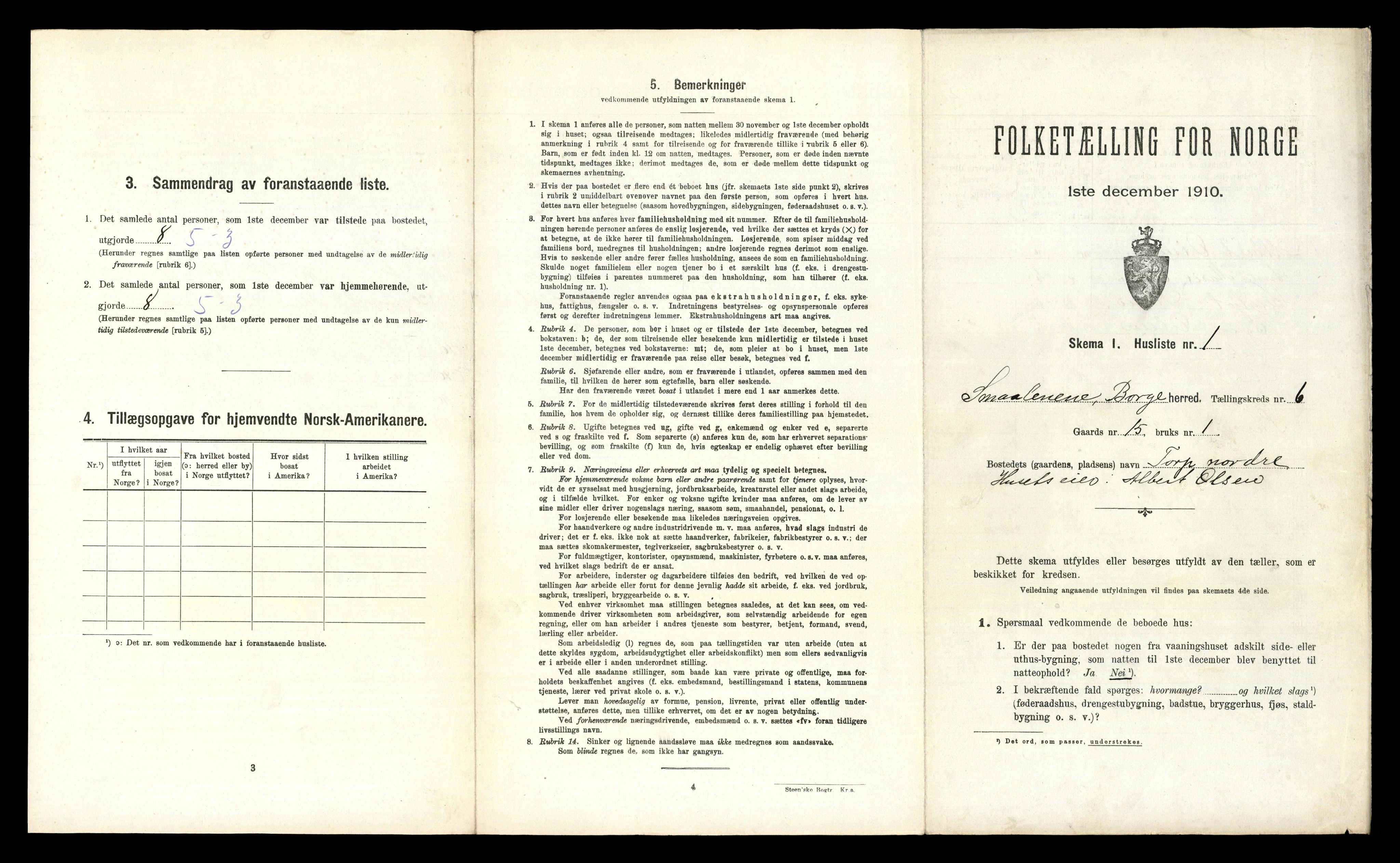 RA, 1910 census for Borge, 1910, p. 736