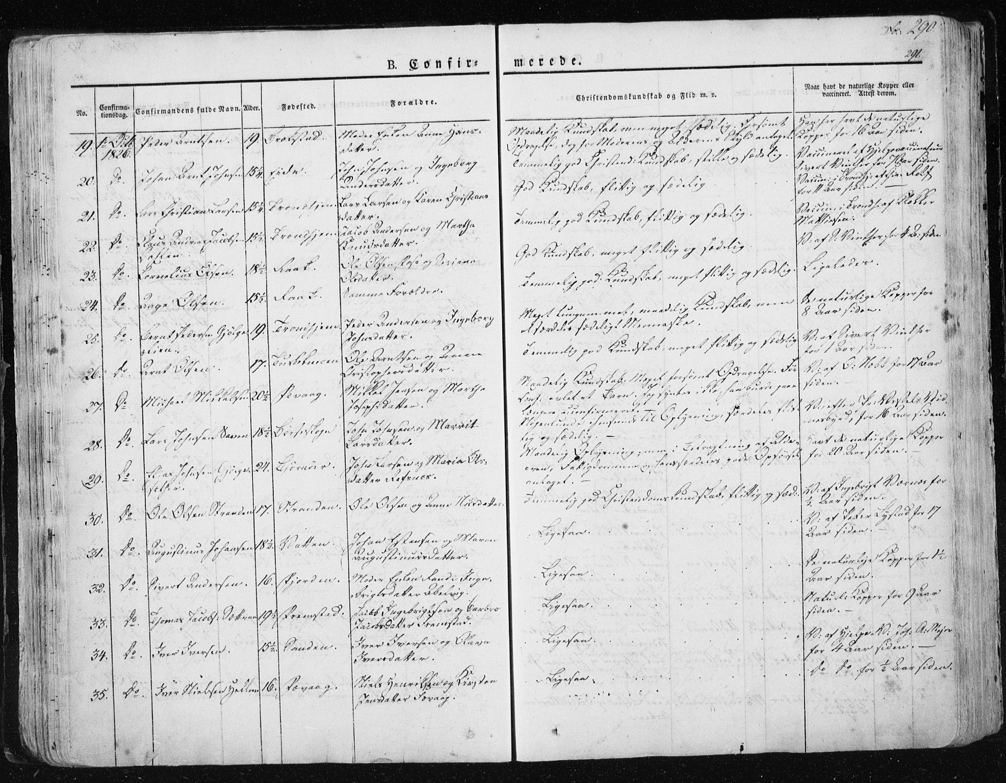 Ministerialprotokoller, klokkerbøker og fødselsregistre - Sør-Trøndelag, SAT/A-1456/659/L0735: Parish register (official) no. 659A05, 1826-1841, p. 290