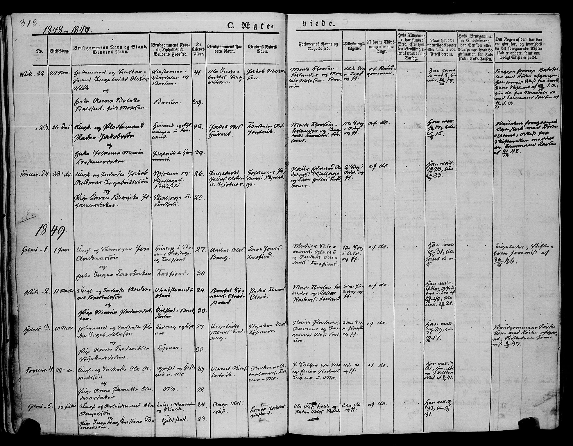 Ministerialprotokoller, klokkerbøker og fødselsregistre - Nord-Trøndelag, SAT/A-1458/773/L0614: Parish register (official) no. 773A05, 1831-1856, p. 318