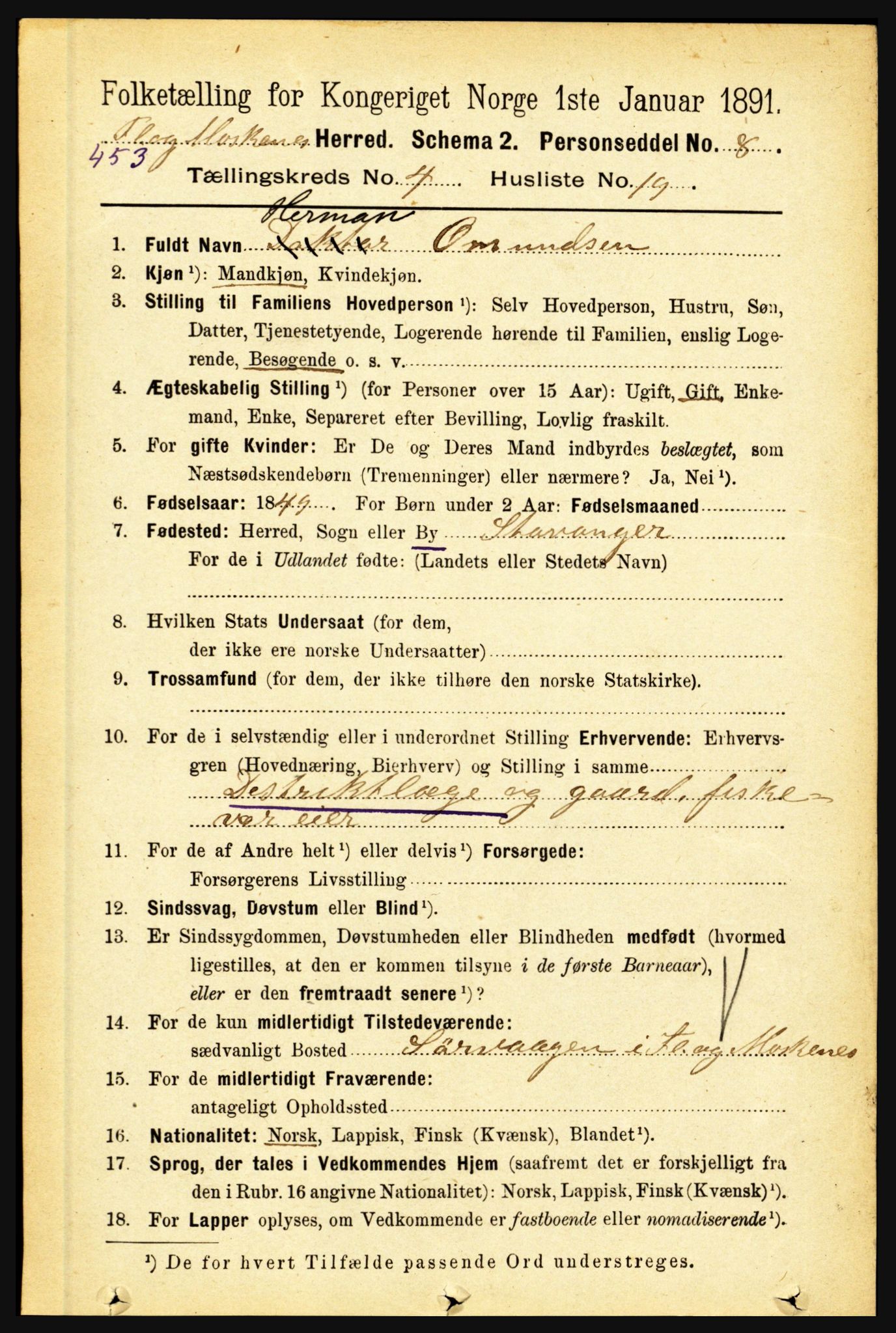 RA, 1891 census for 1859 Flakstad, 1891, p. 2020