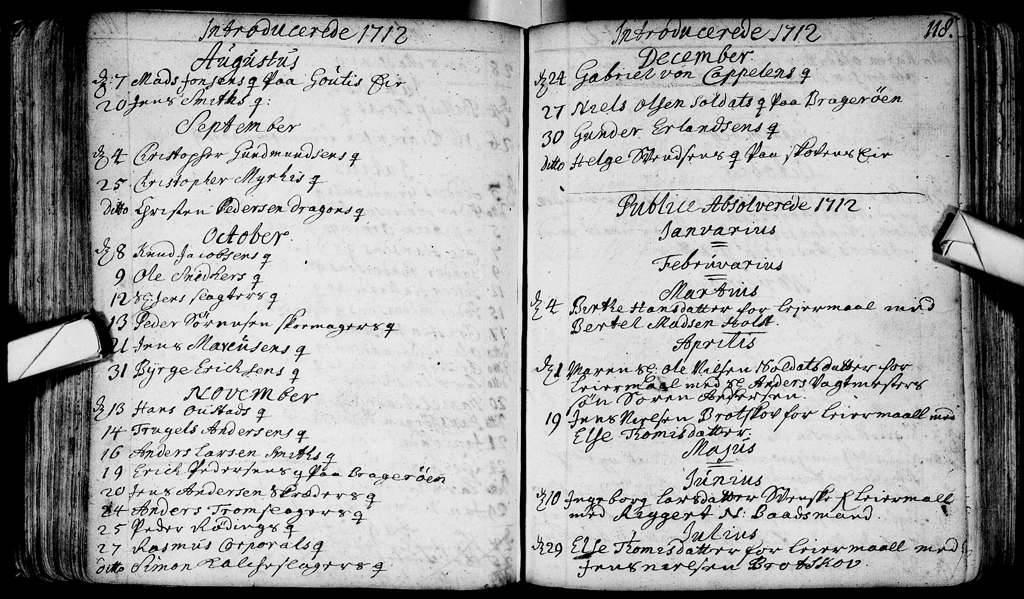 Bragernes kirkebøker, SAKO/A-6/F/Fa/L0003: Parish register (official) no. I 3, 1706-1734, p. 118