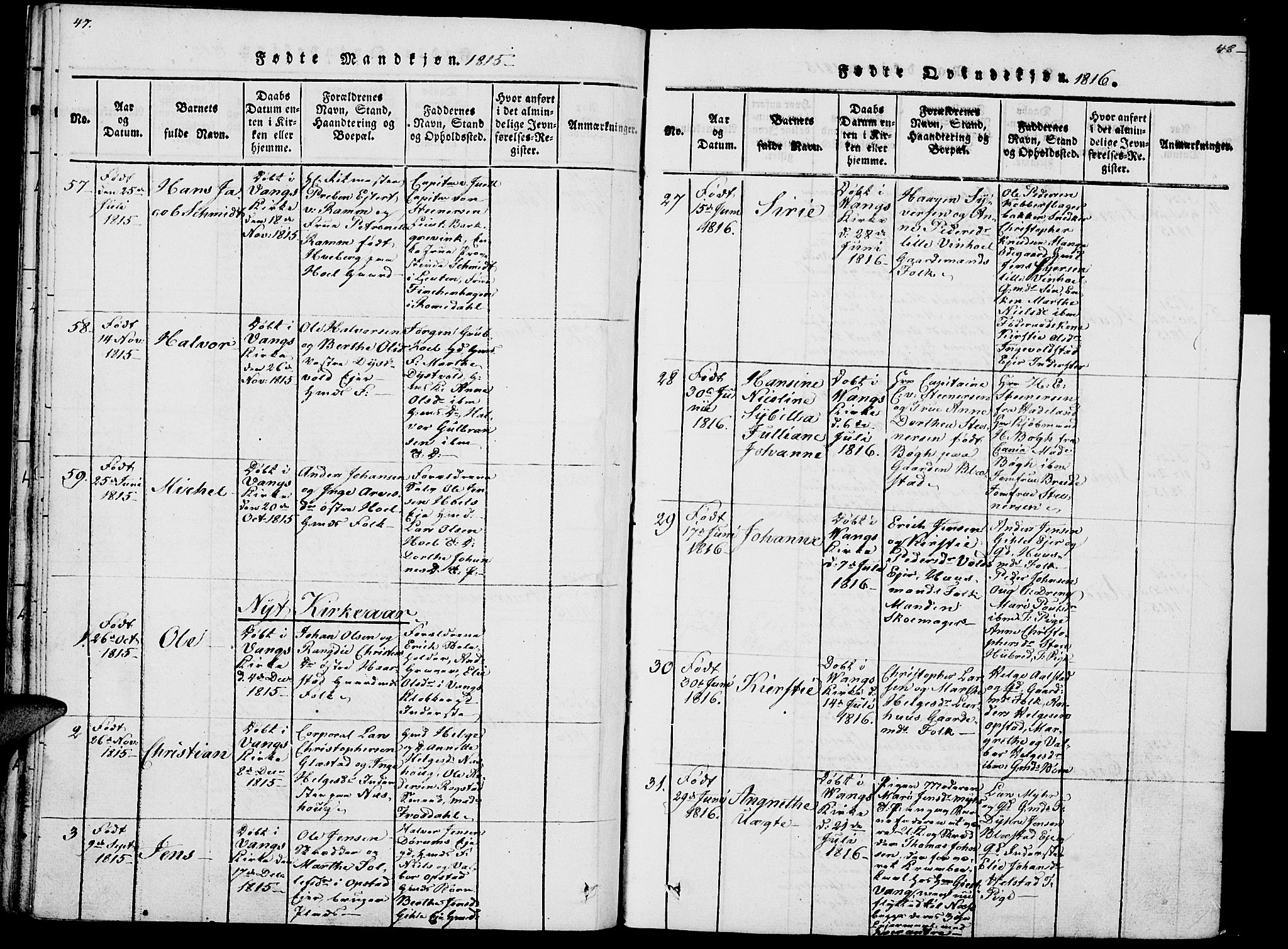 Vang prestekontor, Hedmark, SAH/PREST-008/H/Ha/Haa/L0007: Parish register (official) no. 7, 1813-1826, p. 47-48