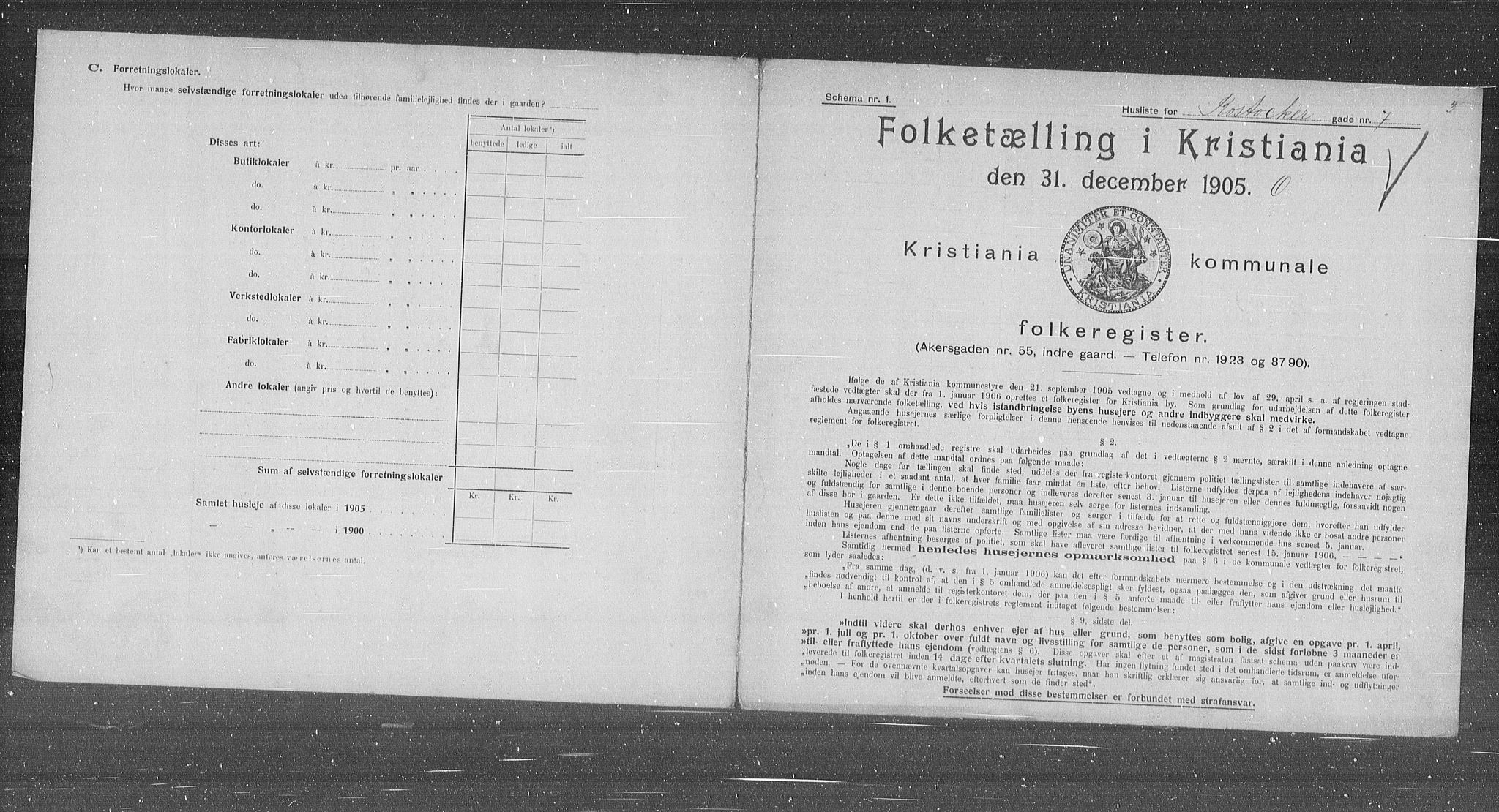 OBA, Municipal Census 1905 for Kristiania, 1905, p. 44564