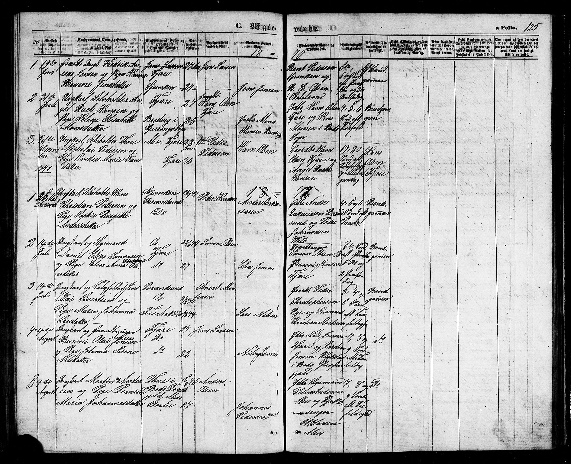Ministerialprotokoller, klokkerbøker og fødselsregistre - Nordland, SAT/A-1459/803/L0075: Parish register (copy) no. 803C02, 1867-1881, p. 125