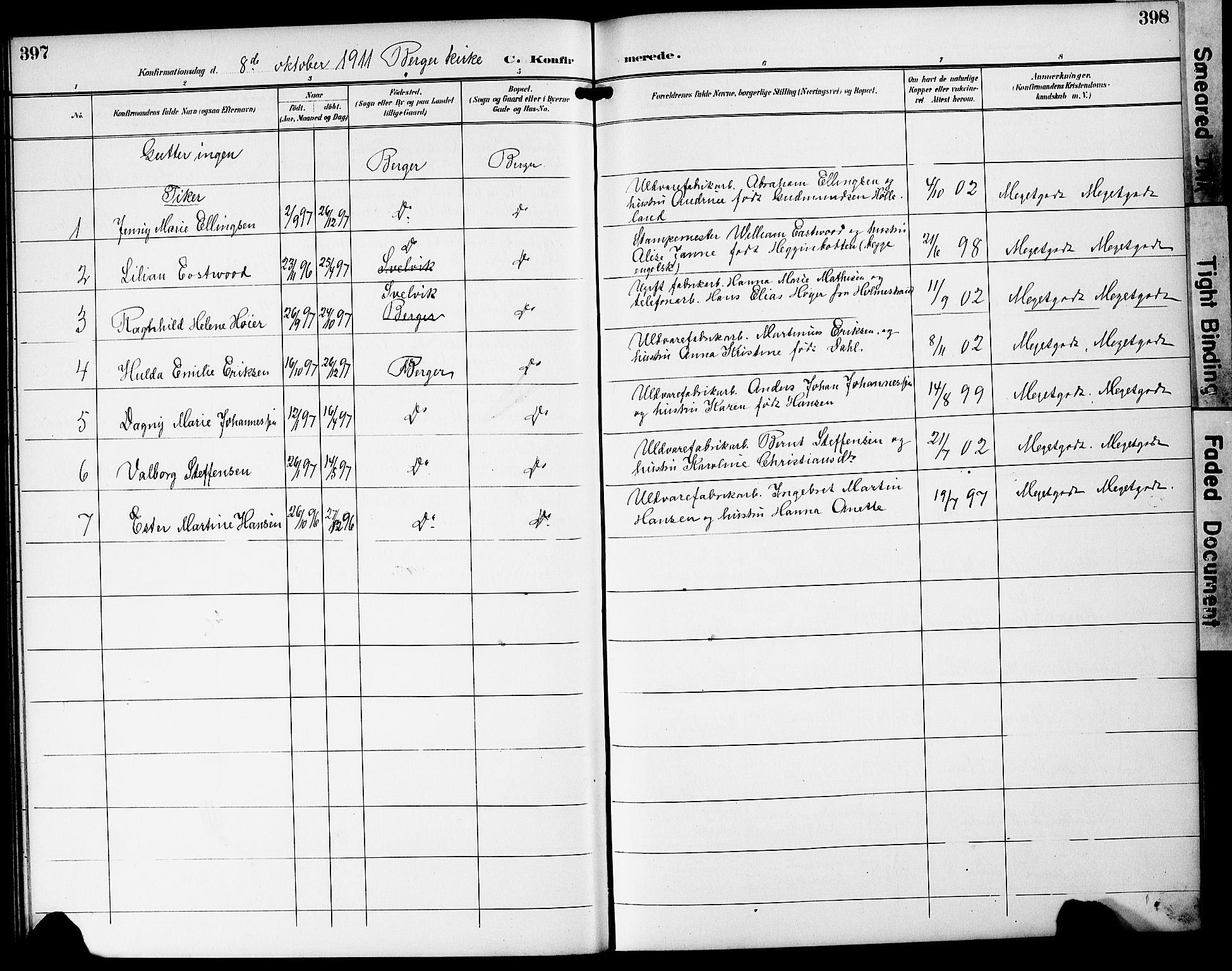 Strømm kirkebøker, AV/SAKO-A-322/G/Ga/L0004: Parish register (copy) no. I 4, 1897-1927, p. 397-398