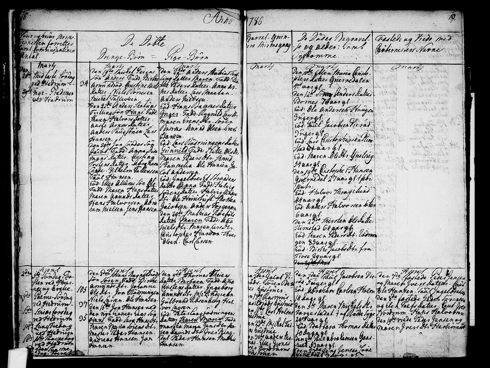 Hedrum kirkebøker, AV/SAKO-A-344/F/Fa/L0002: Parish register (official) no. I 2, 1785-1807, p. 18-19