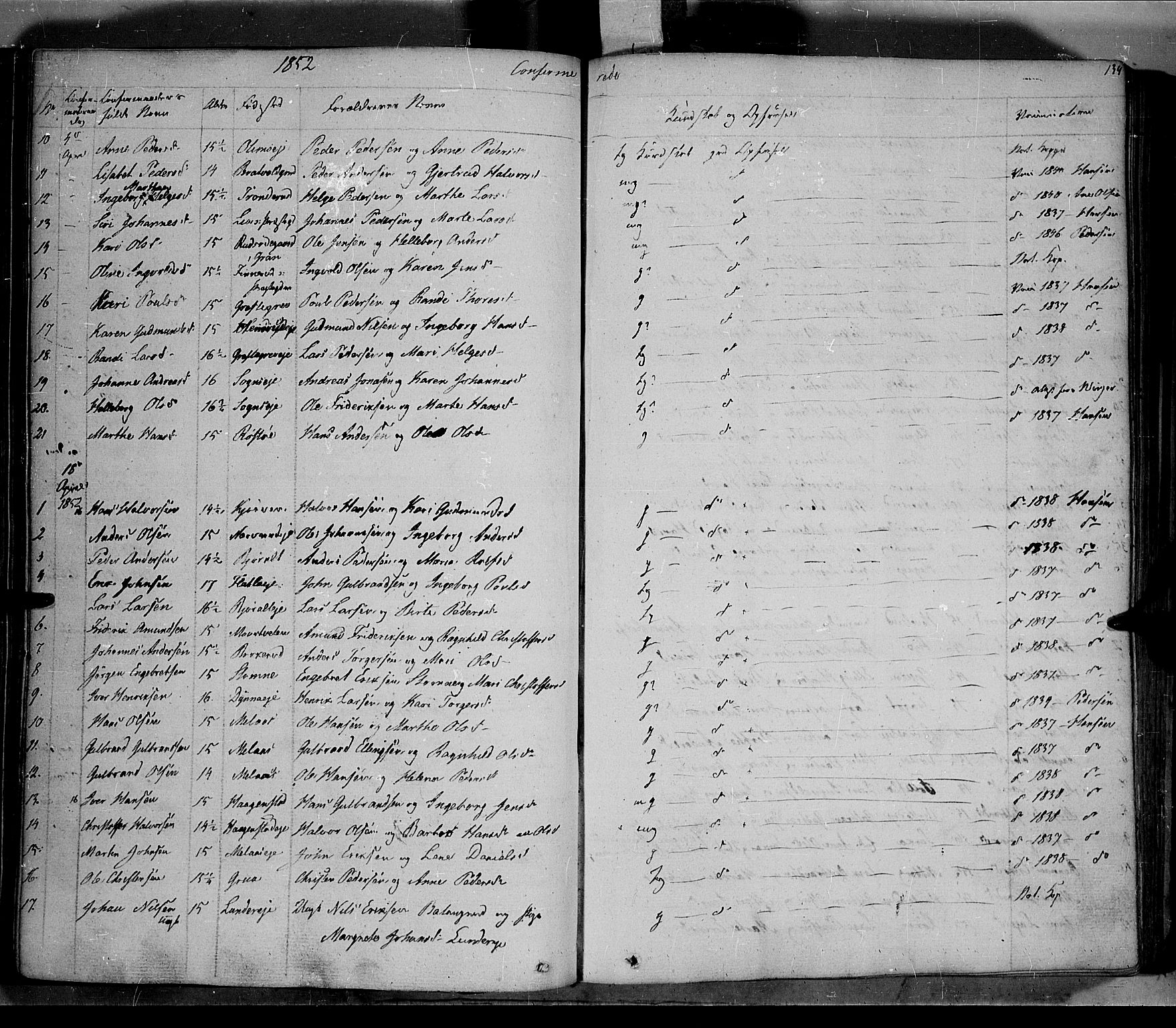 Jevnaker prestekontor, SAH/PREST-116/H/Ha/Haa/L0006: Parish register (official) no. 6, 1837-1857, p. 134