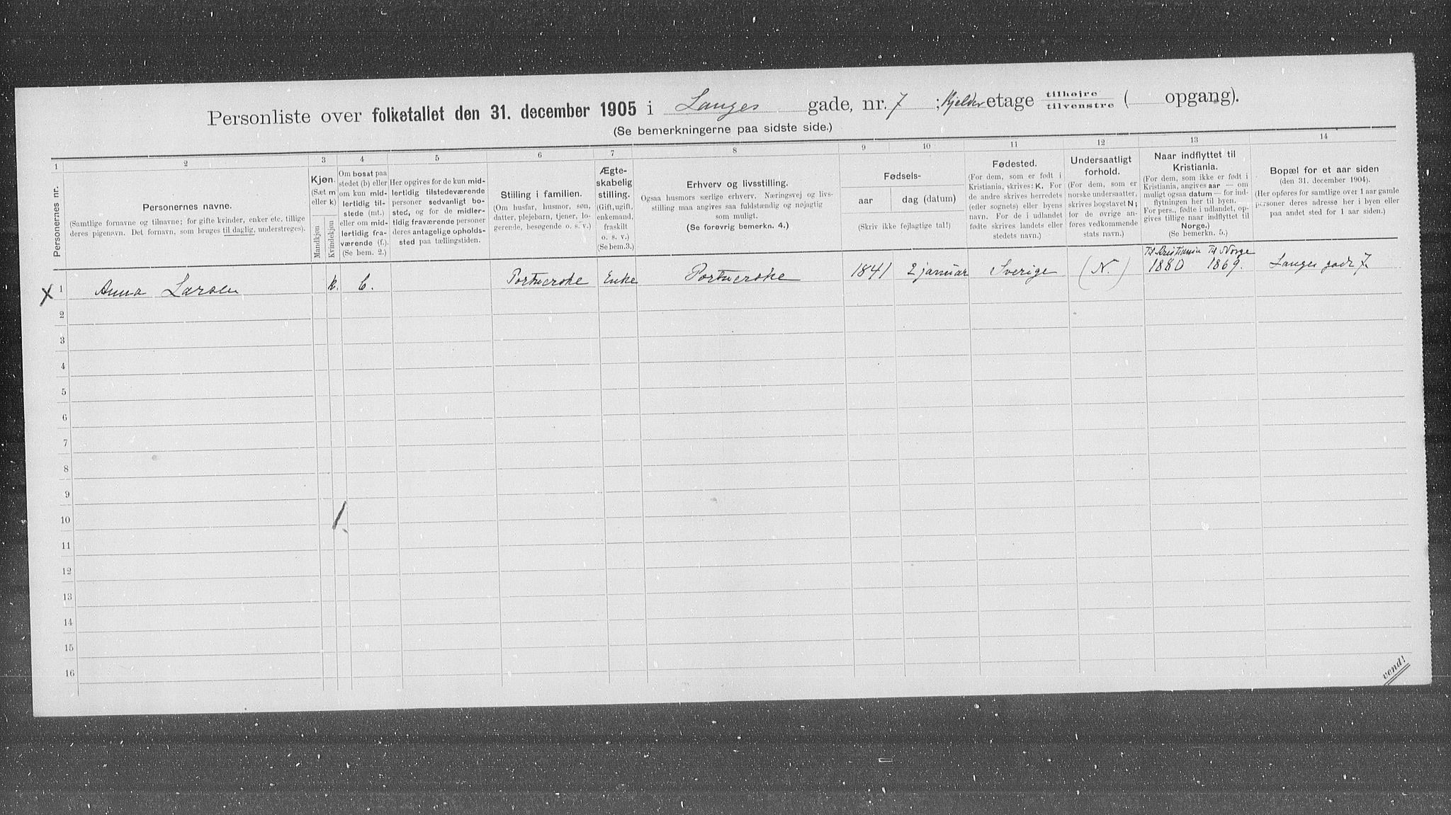 OBA, Municipal Census 1905 for Kristiania, 1905, p. 29571