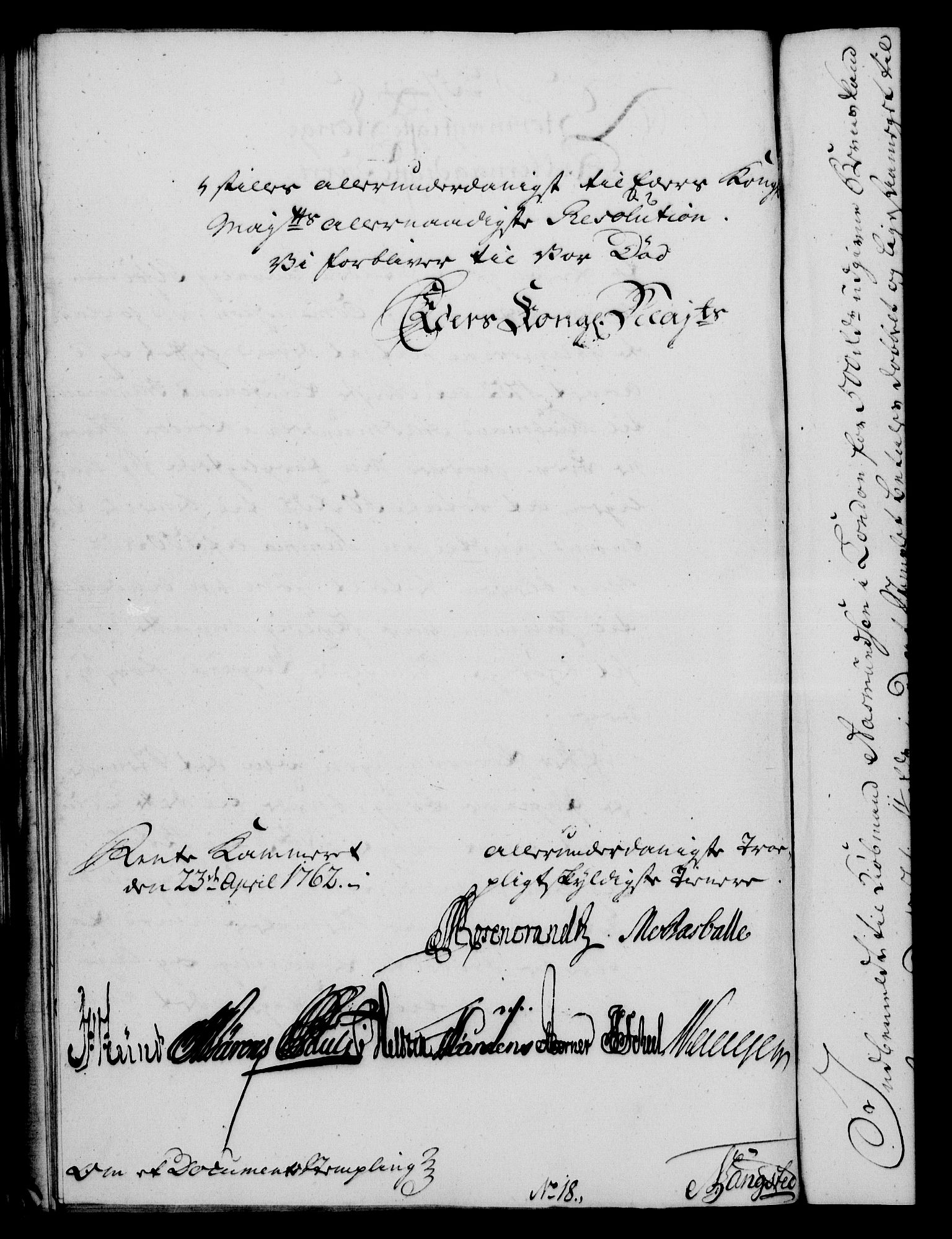 Rentekammeret, Kammerkanselliet, RA/EA-3111/G/Gf/Gfa/L0044: Norsk relasjons- og resolusjonsprotokoll (merket RK 52.44), 1762, p. 210