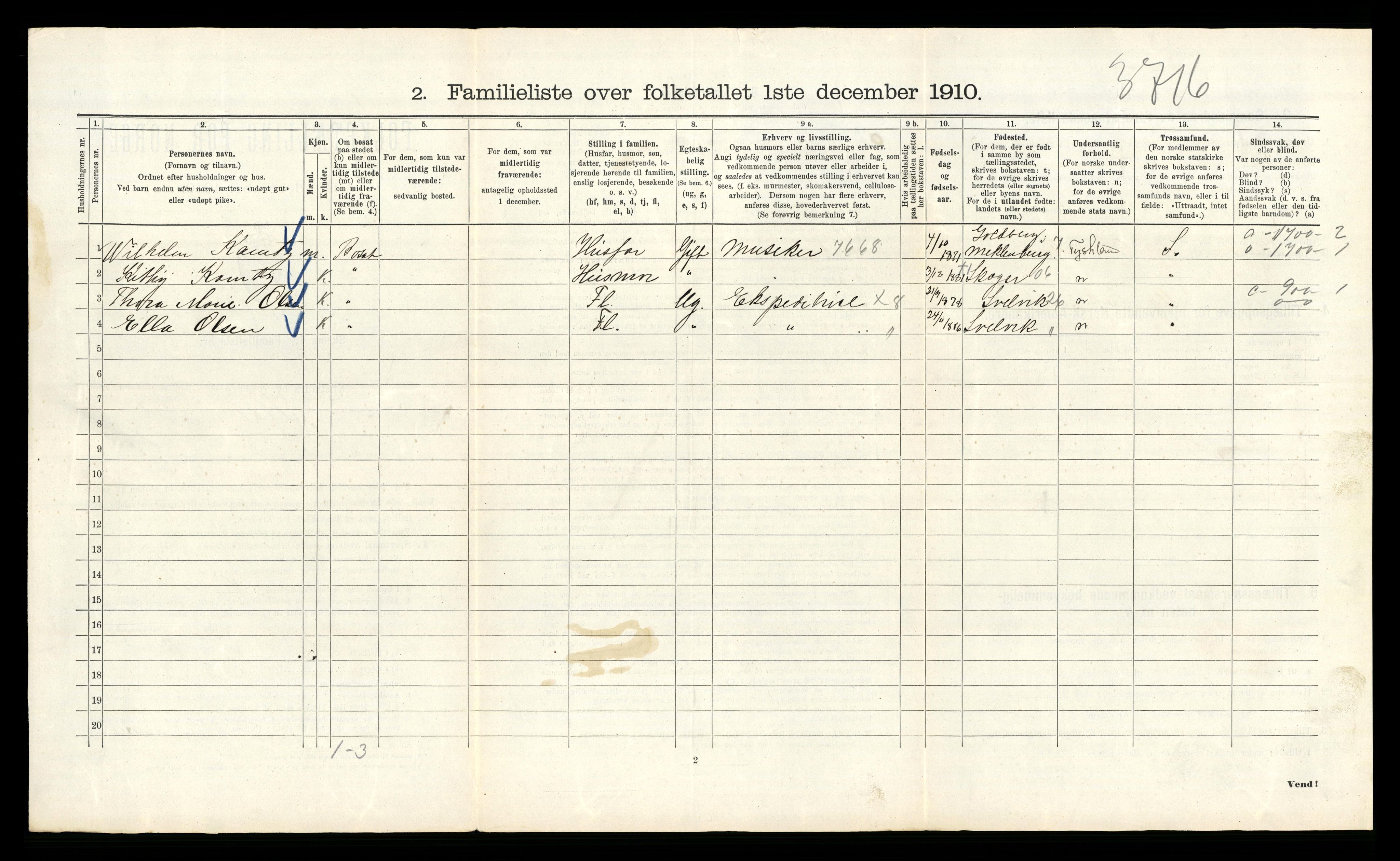 RA, 1910 census for Kristiania, 1910, p. 42400