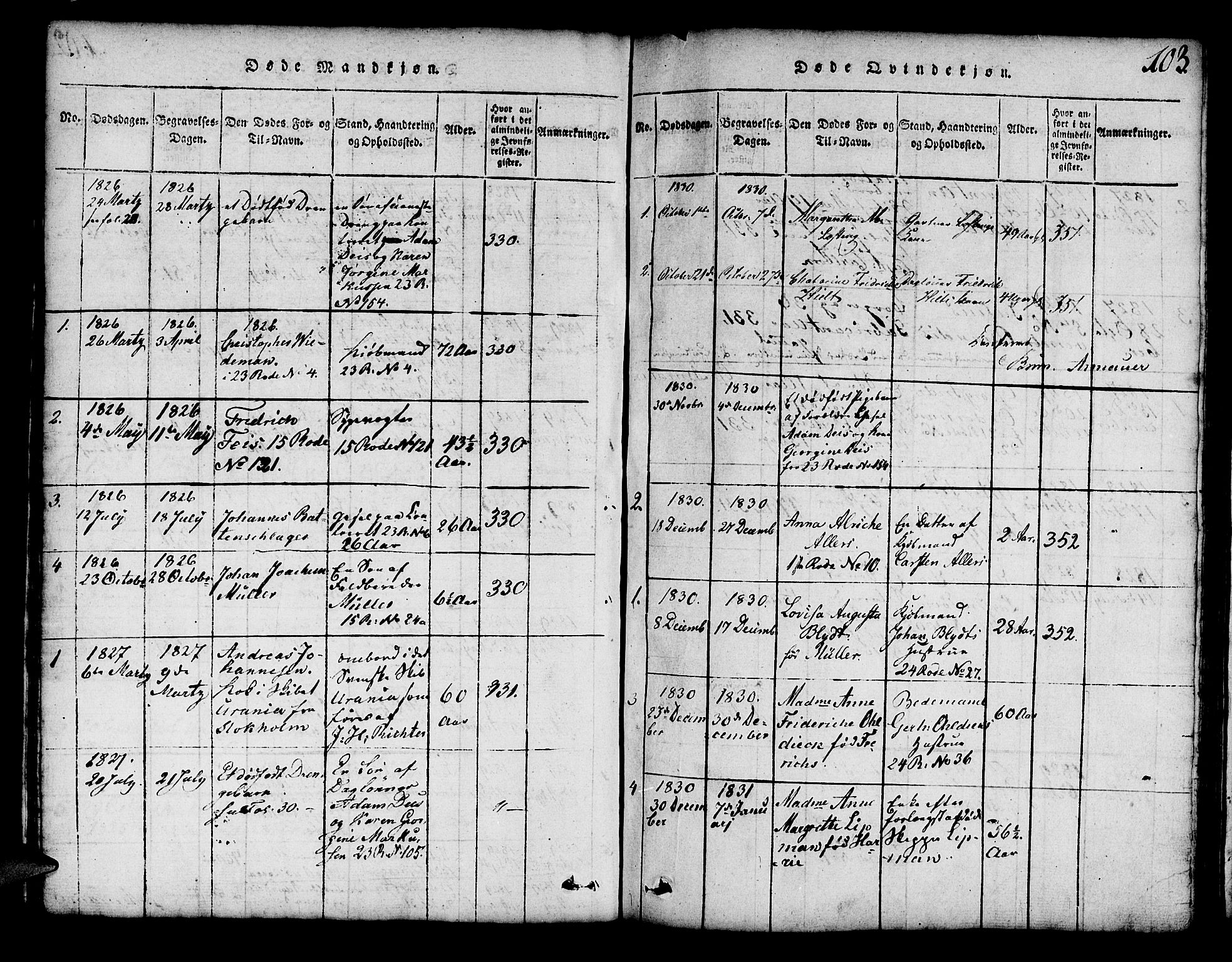 Mariakirken Sokneprestembete, SAB/A-76901/H/Hab/L0001: Parish register (copy) no. A 1, 1815-1846, p. 103