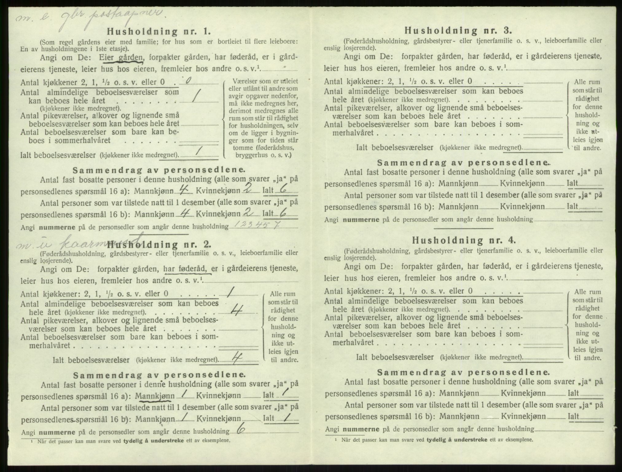 SAB, 1920 census for Solund, 1920, p. 479