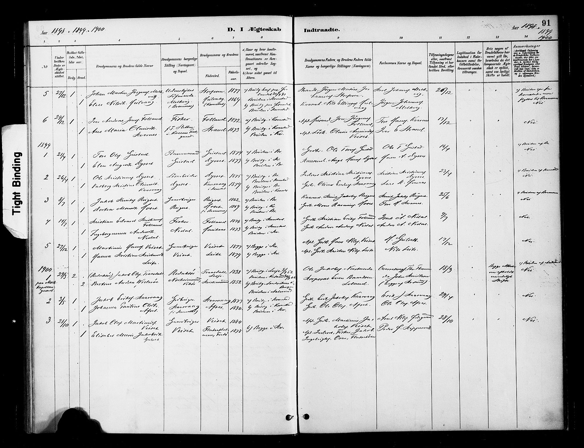 Ministerialprotokoller, klokkerbøker og fødselsregistre - Møre og Romsdal, SAT/A-1454/568/L0809: Parish register (official) no. 568A13, 1884-1900, p. 91