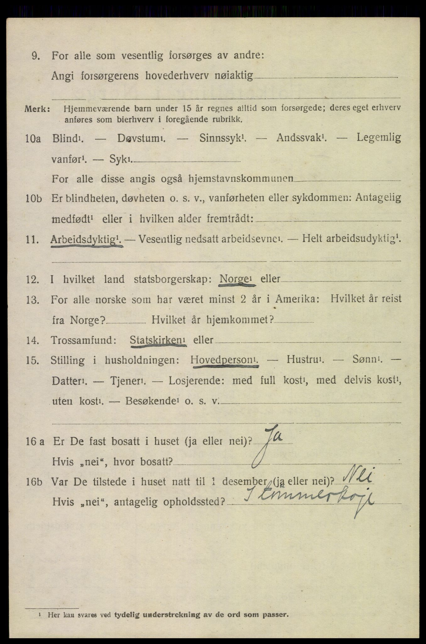 SAH, 1920 census for Trysil, 1920, p. 9490