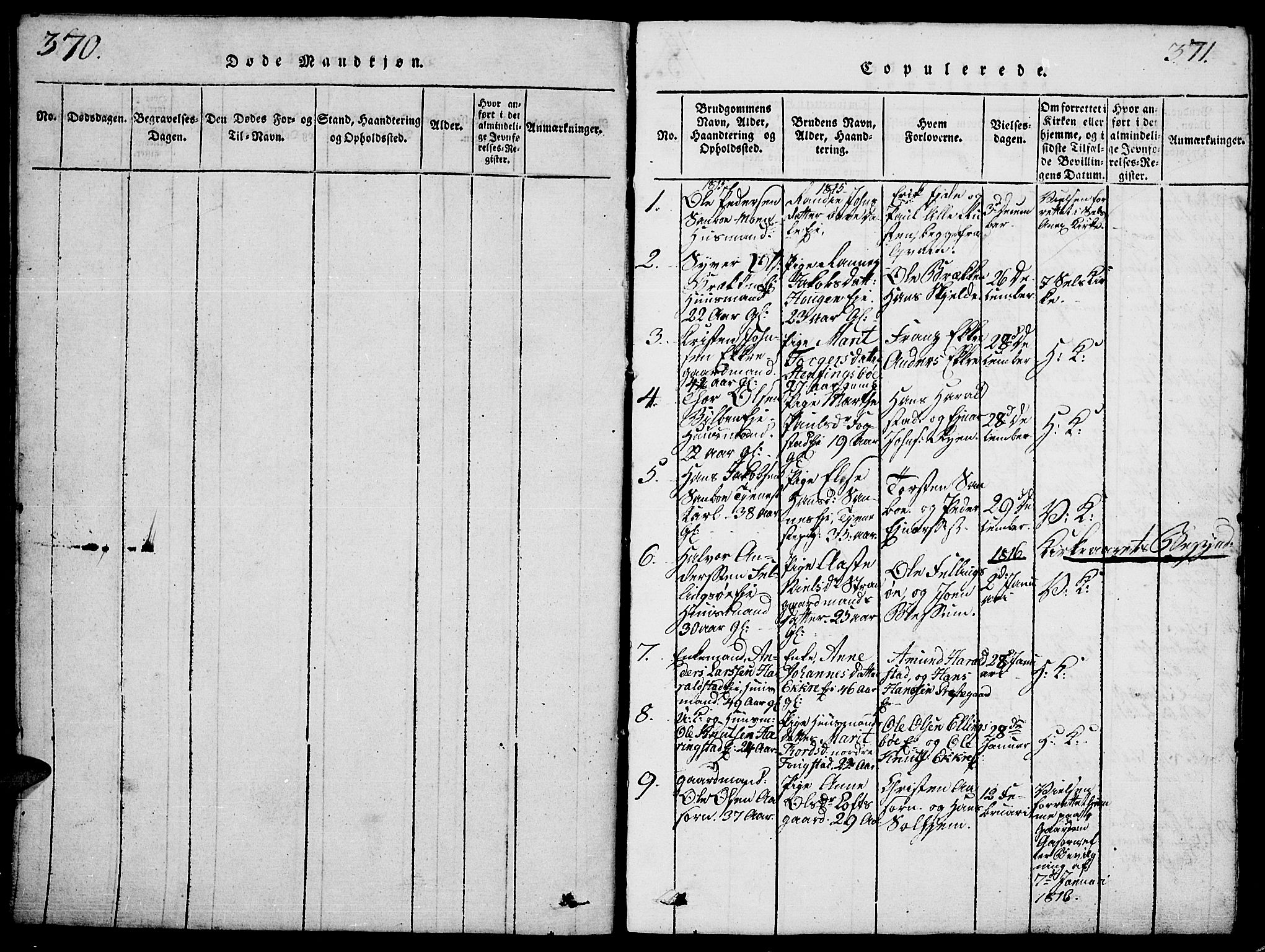 Vågå prestekontor, SAH/PREST-076/H/Ha/Haa/L0003: Parish register (official) no. 3, 1815-1827, p. 370-371