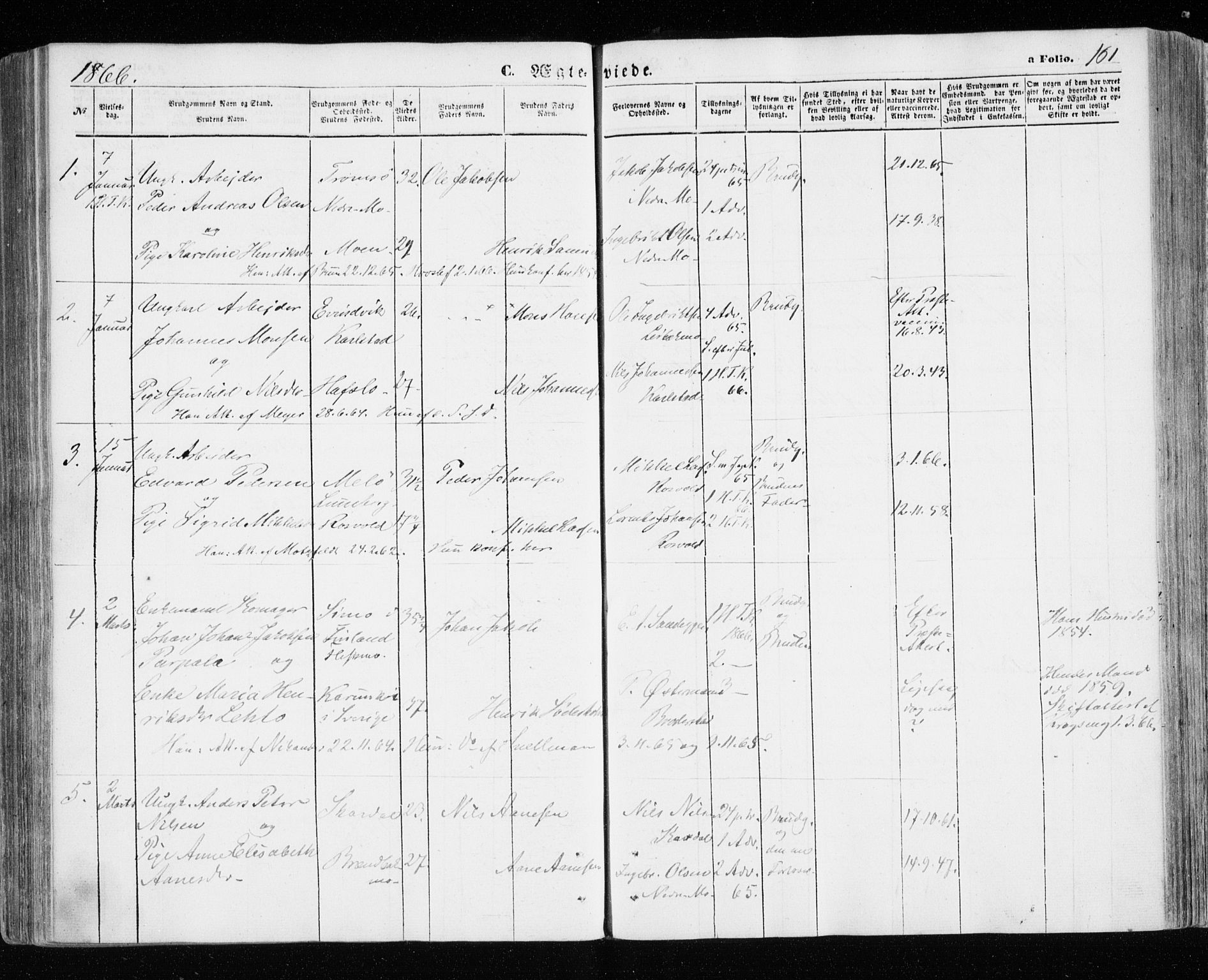 Målselv sokneprestembete, SATØ/S-1311/G/Ga/Gaa/L0004kirke: Parish register (official) no. 4, 1863-1872, p. 161