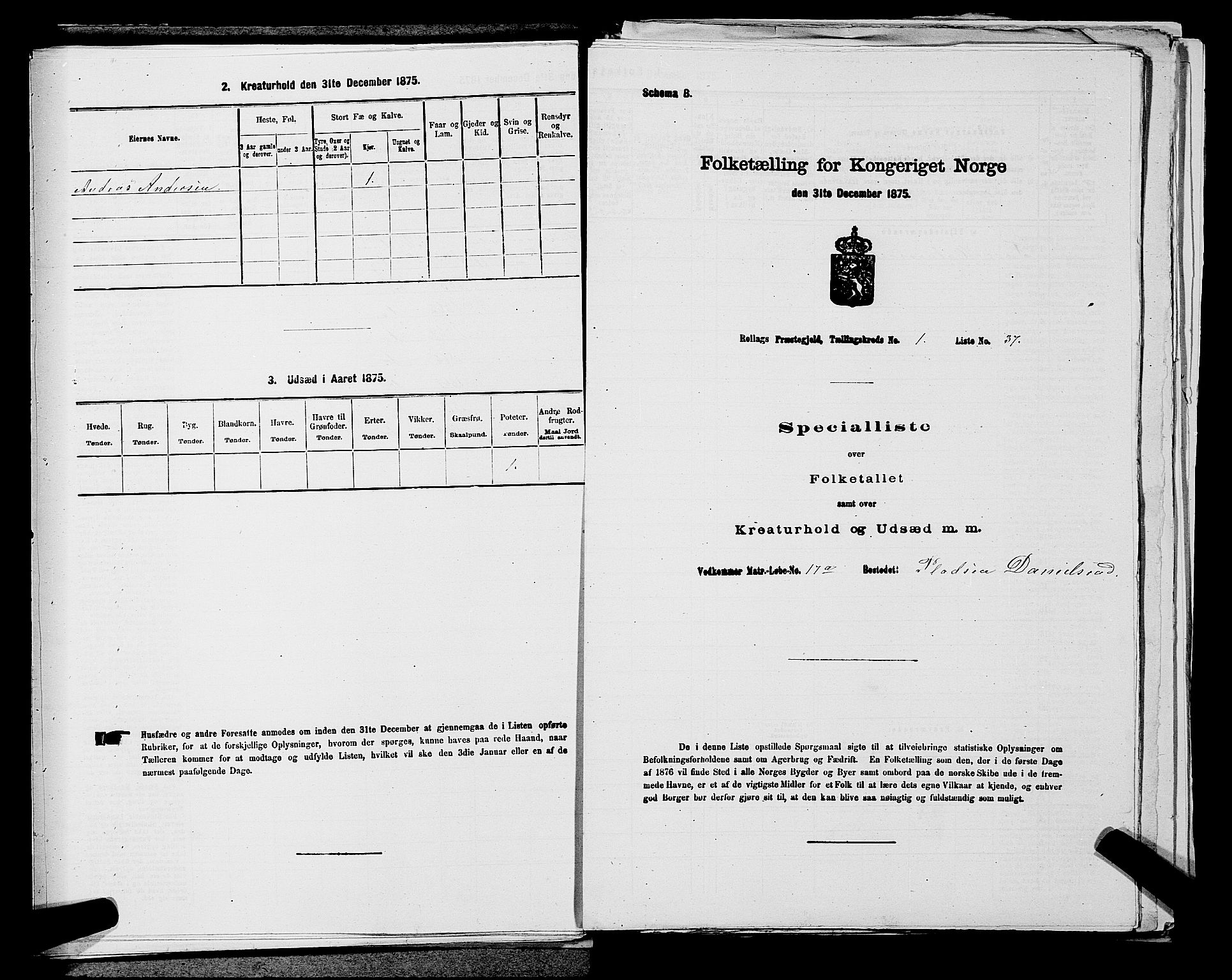 SAKO, 1875 census for 0632P Rollag, 1875, p. 116