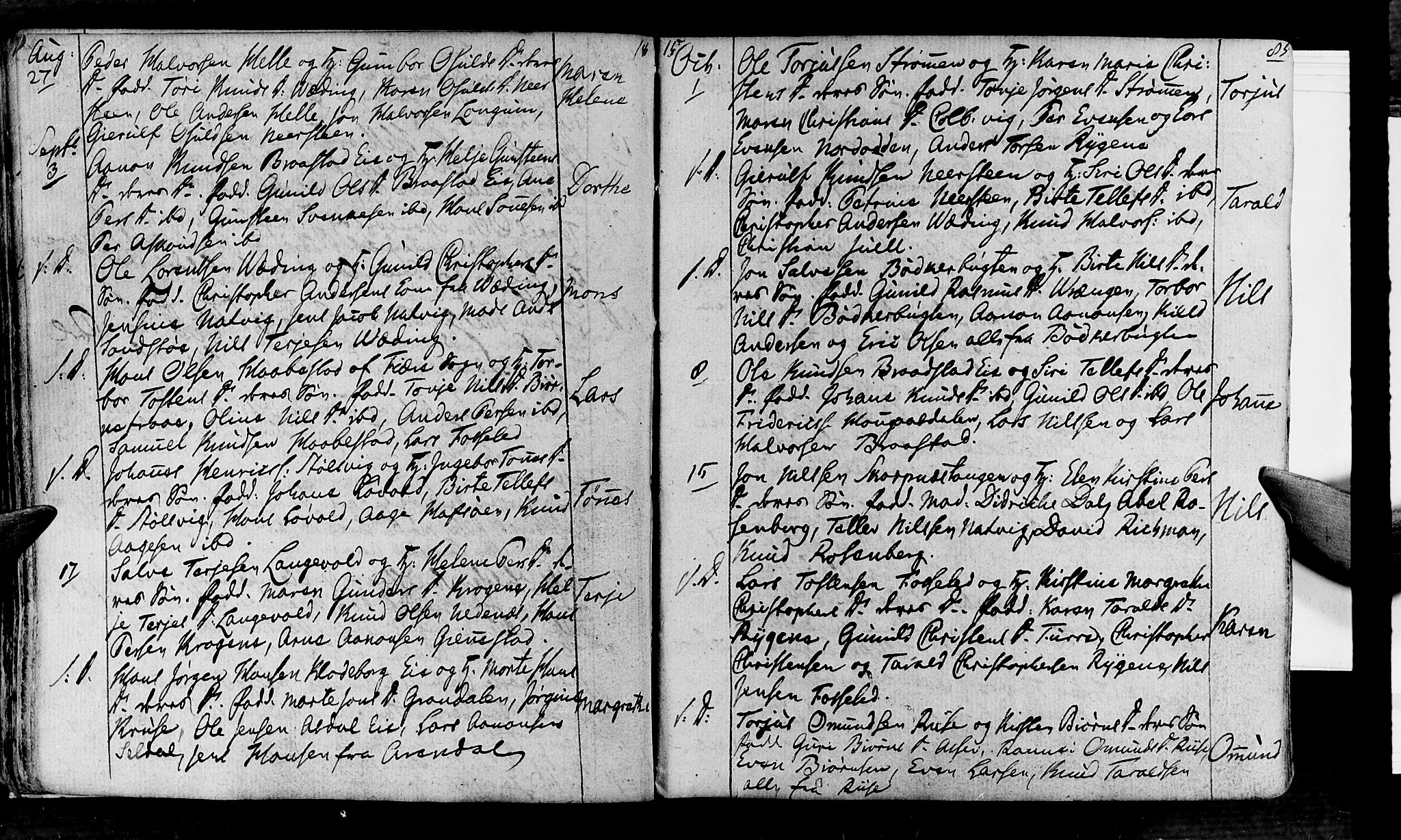 Øyestad sokneprestkontor, SAK/1111-0049/F/Fa/L0011: Parish register (official) no. A 11, 1805-1824, p. 85