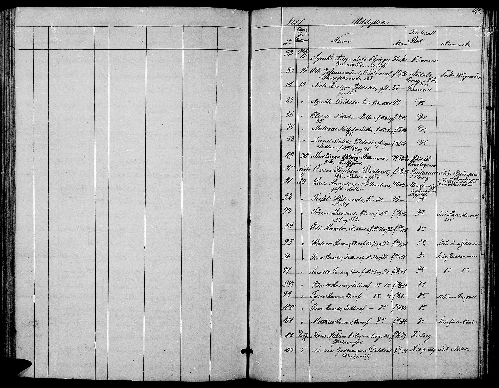 Ringsaker prestekontor, SAH/PREST-014/L/La/L0006: Parish register (copy) no. 6, 1851-1860, p. 462