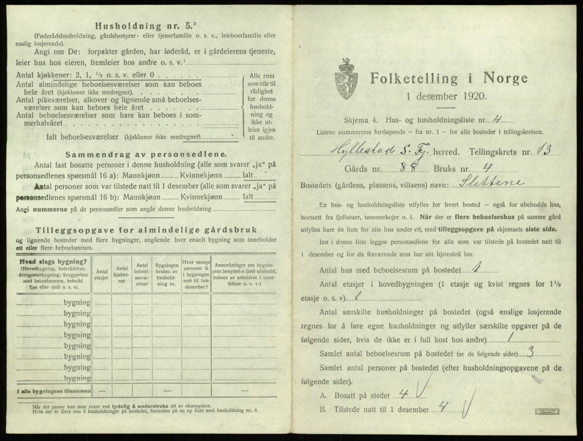 SAB, 1920 census for Hyllestad, 1920, p. 751