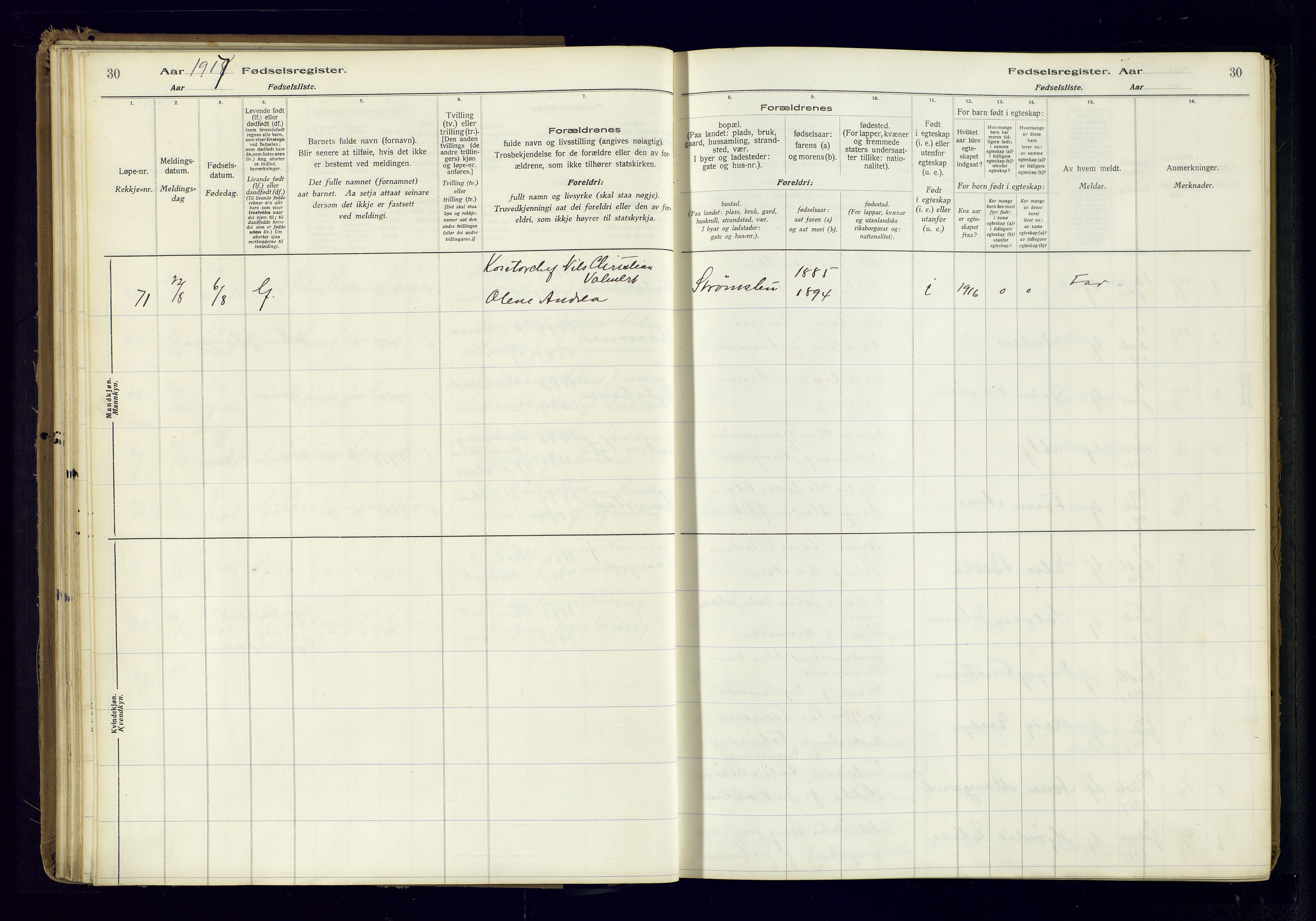 Barbu sokneprestkontor, AV/SAK-1111-0003/J/Ja/L0001: Birth register no. A-VIII-1, 1916-1937, p. 30
